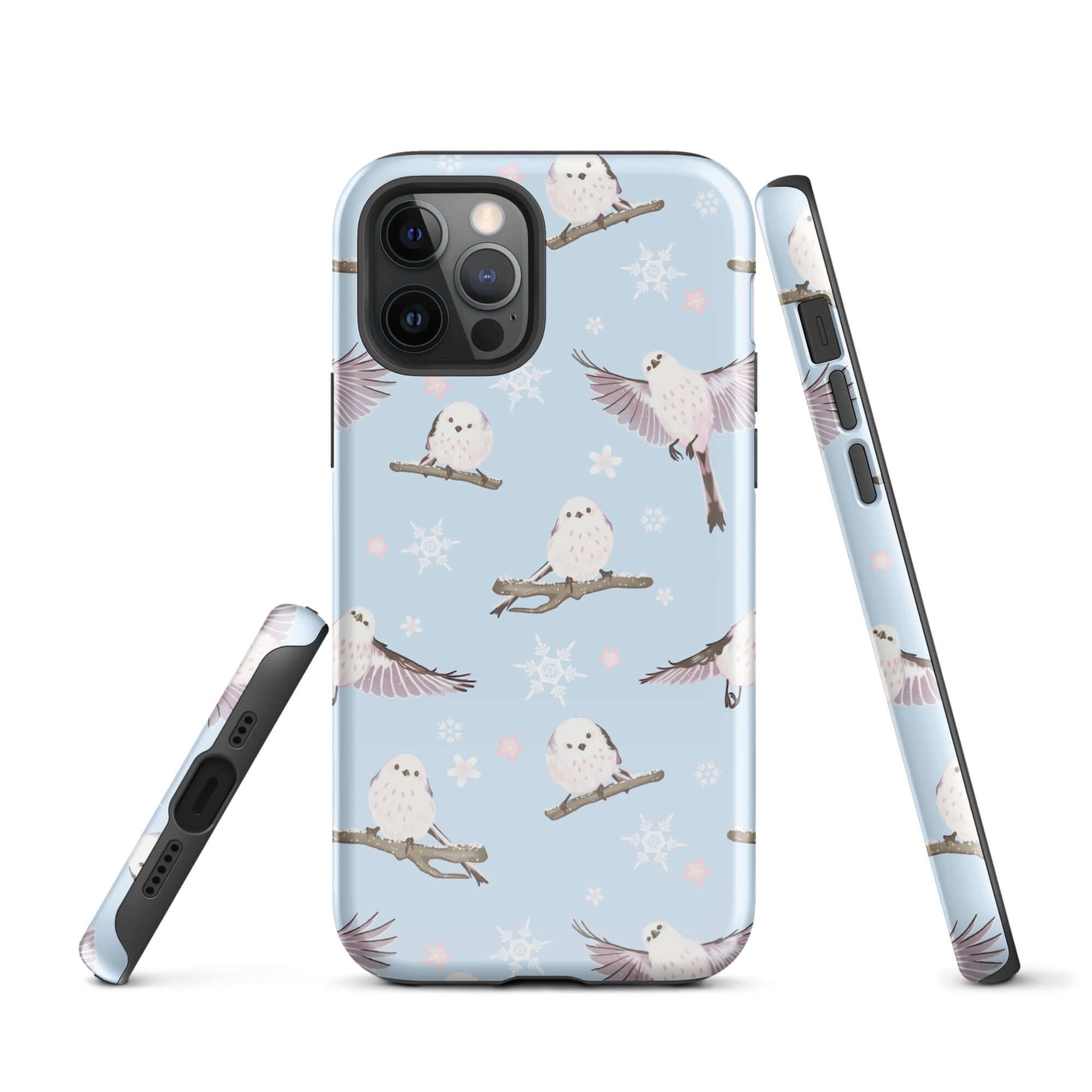 Snow Bird iPhone® Tough Case features a stylish design with owls and snowflakes, ensuring protection and fashion.