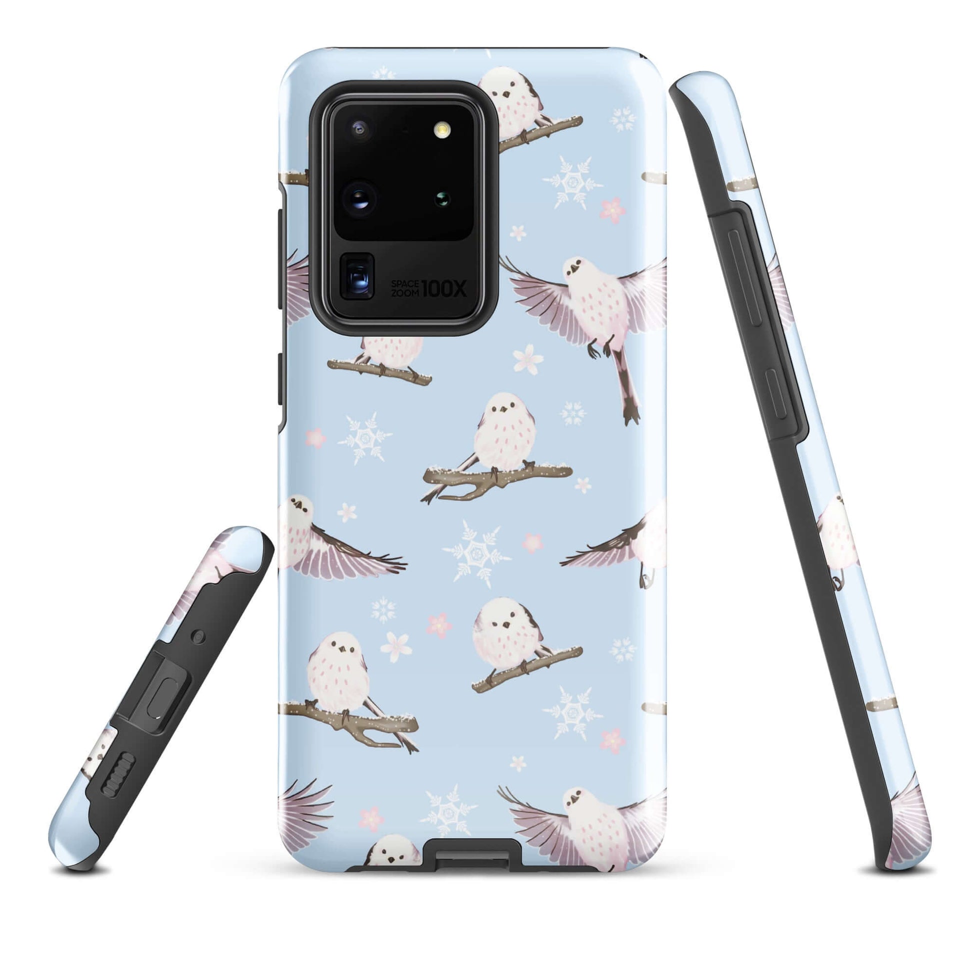 Snow Bird Samsung® Tough Case featuring a charming bird design, impact-resistant for ultimate phone protection.