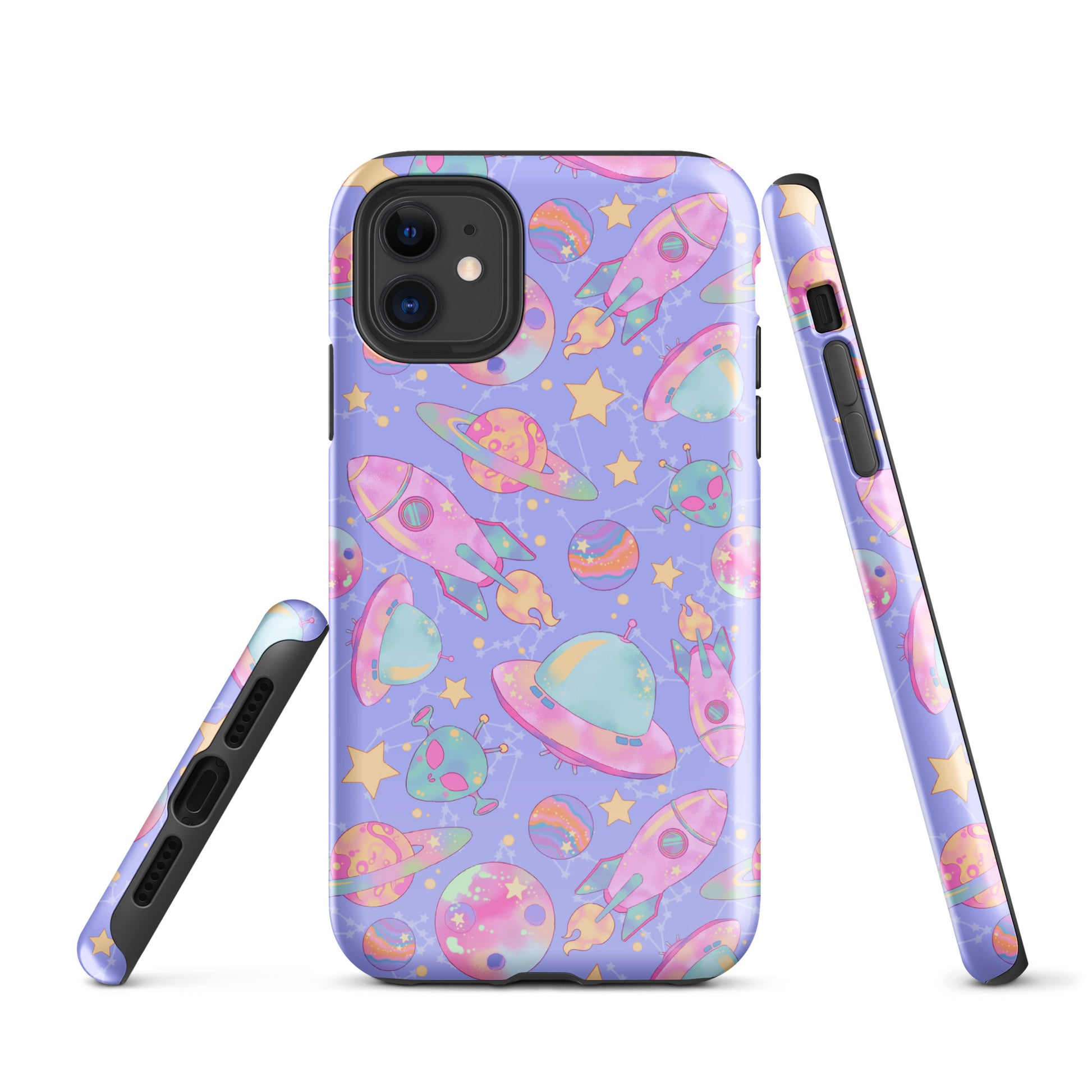 Colorful Space iPhone® Tough Case featuring a vibrant galaxy design, perfect for stylish protection on your device.