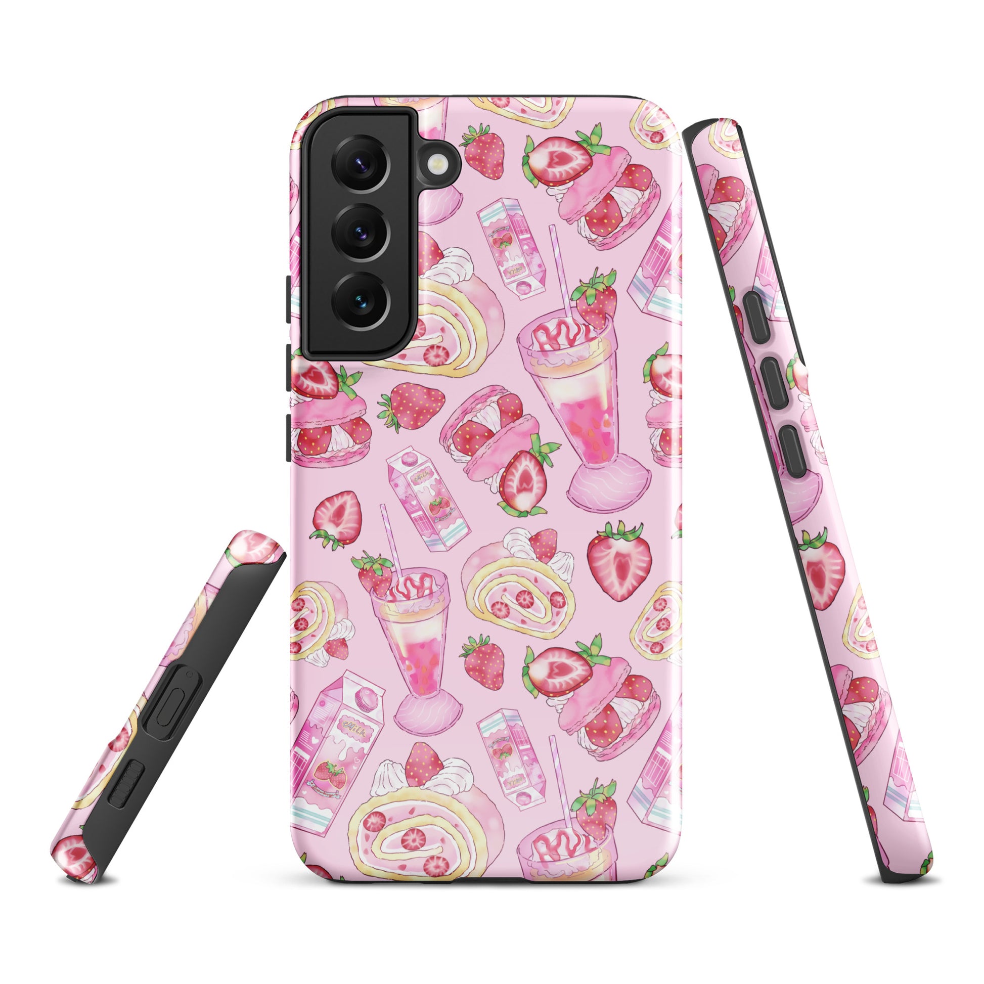 Stylish Strawberry Samsung® Tough Case featuring a fun pink dessert design, perfect for protecting your phone.