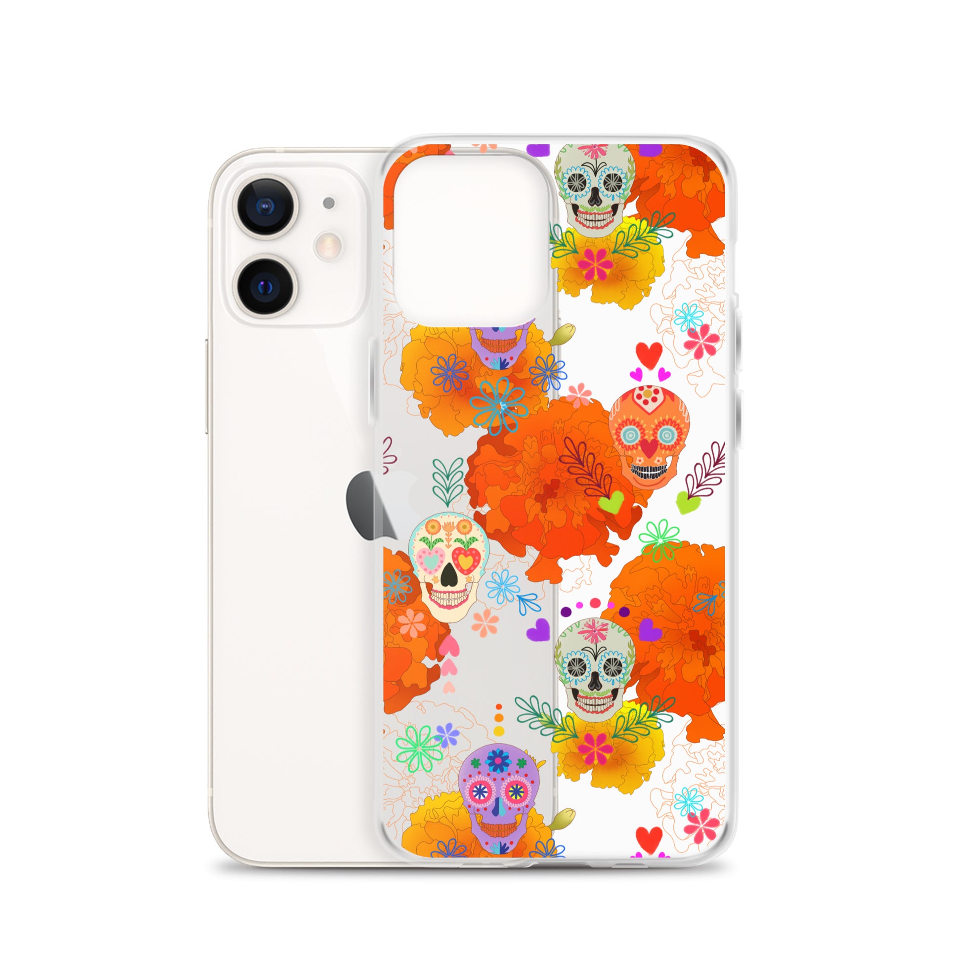 Colorful Sugar Skull iPhone® Clear Case with solid back and flexible sides for ultimate protection and style.