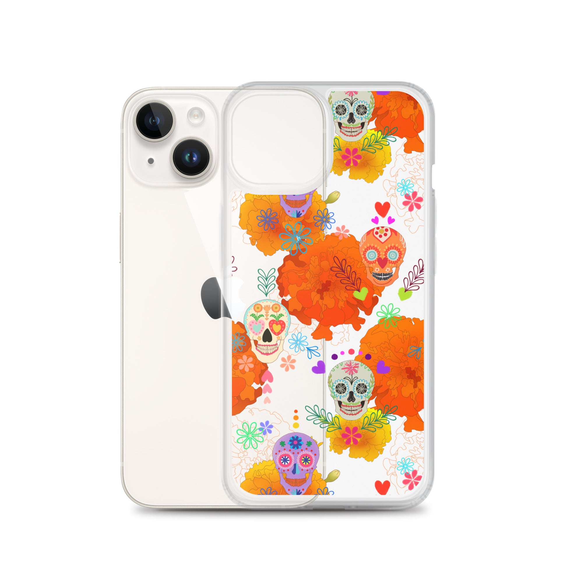 Protect your phone in style with the Sugar Skull iPhone® Clear Case, designed for durability and easy access.