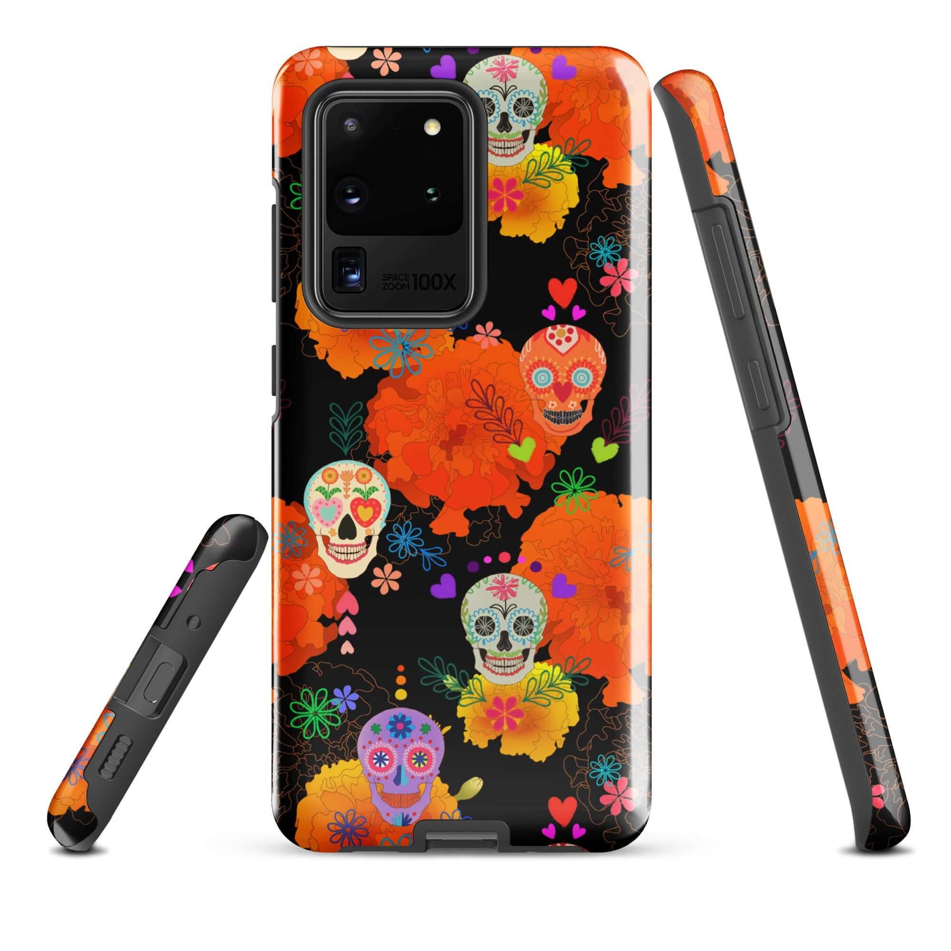 Vibrant Sugar Skull Samsung® Tough Case featuring colorful designs, offering durability and style for your phone.