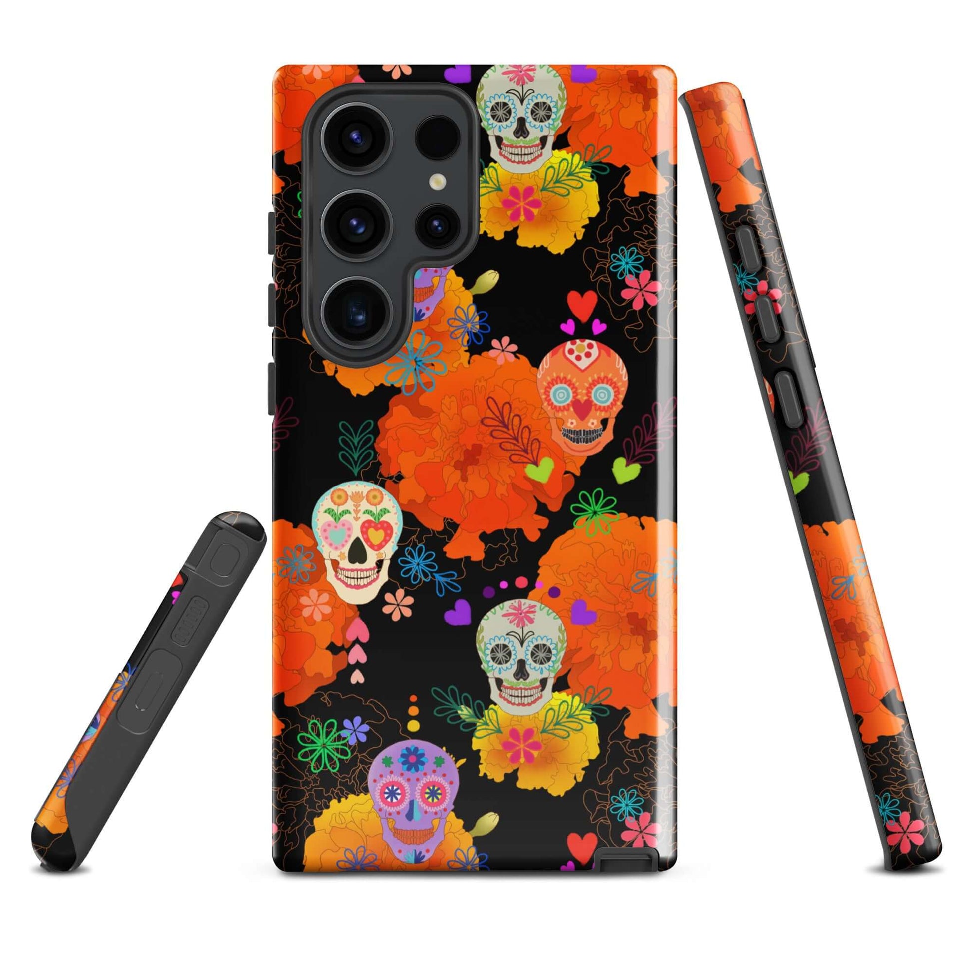 Colorful Sugar Skull Samsung® Tough Case showcases a sleek design with impact-resistant materials for ultimate protection.