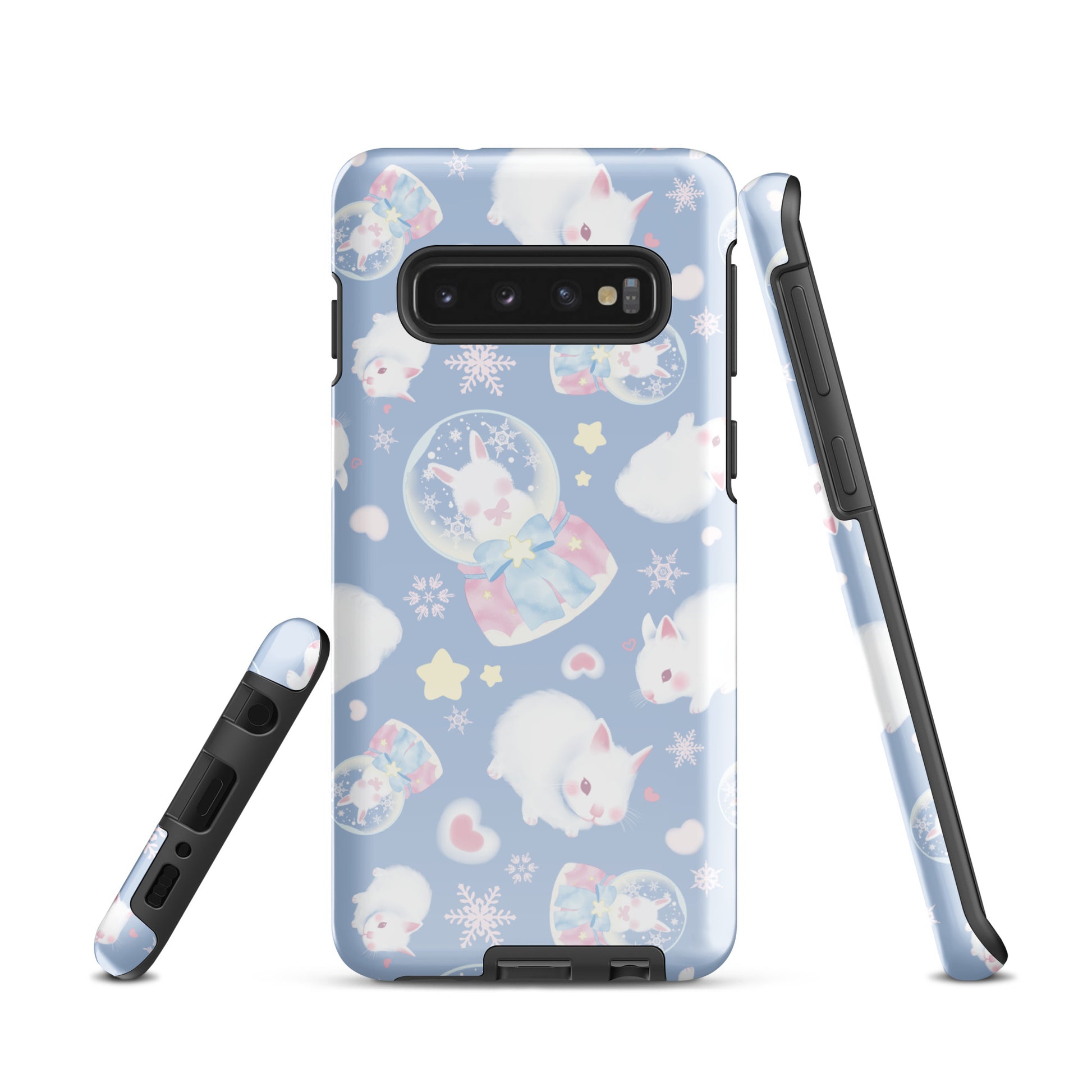 Stylishly protect your phone with the Snow Bunny Samsung® Tough Case, featuring adorable bunnies and snowflakes.