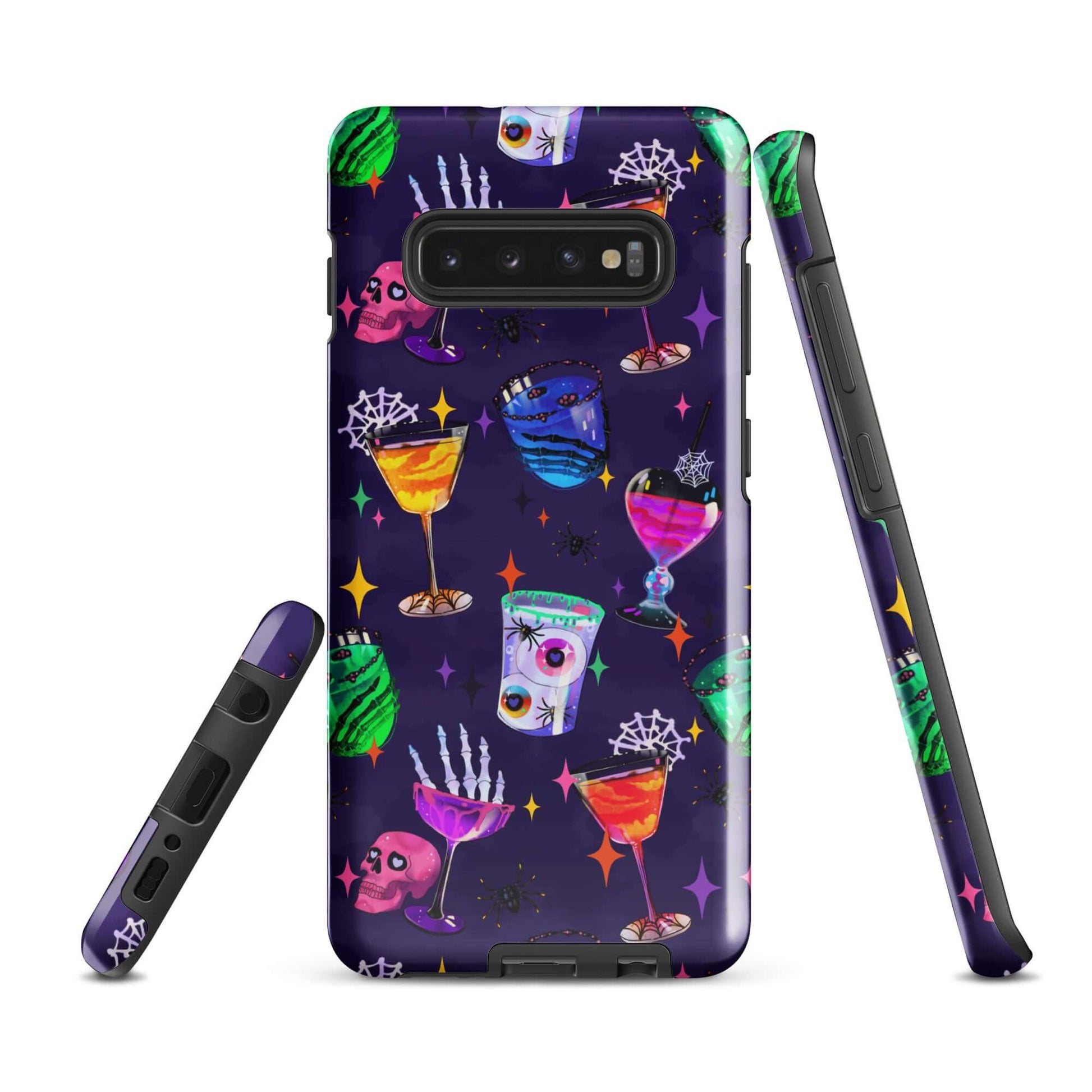 Monster Party Samsung® Tough Case featuring vibrant designs with drinks and skulls, offering protection and style.