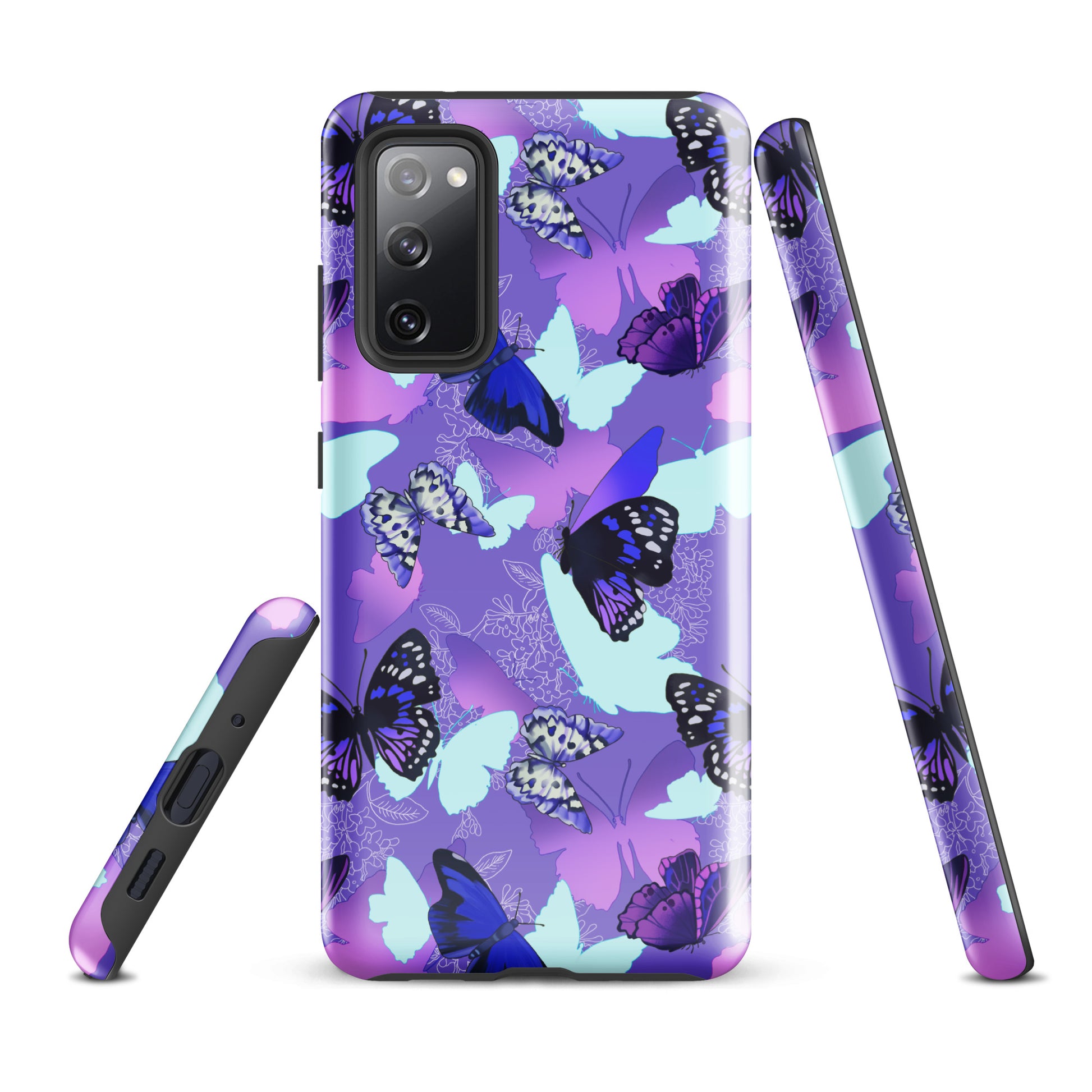Stylish Butterfly Samsung® Tough Case offers impact resistance and dual-layer protection for your phone's safety.
