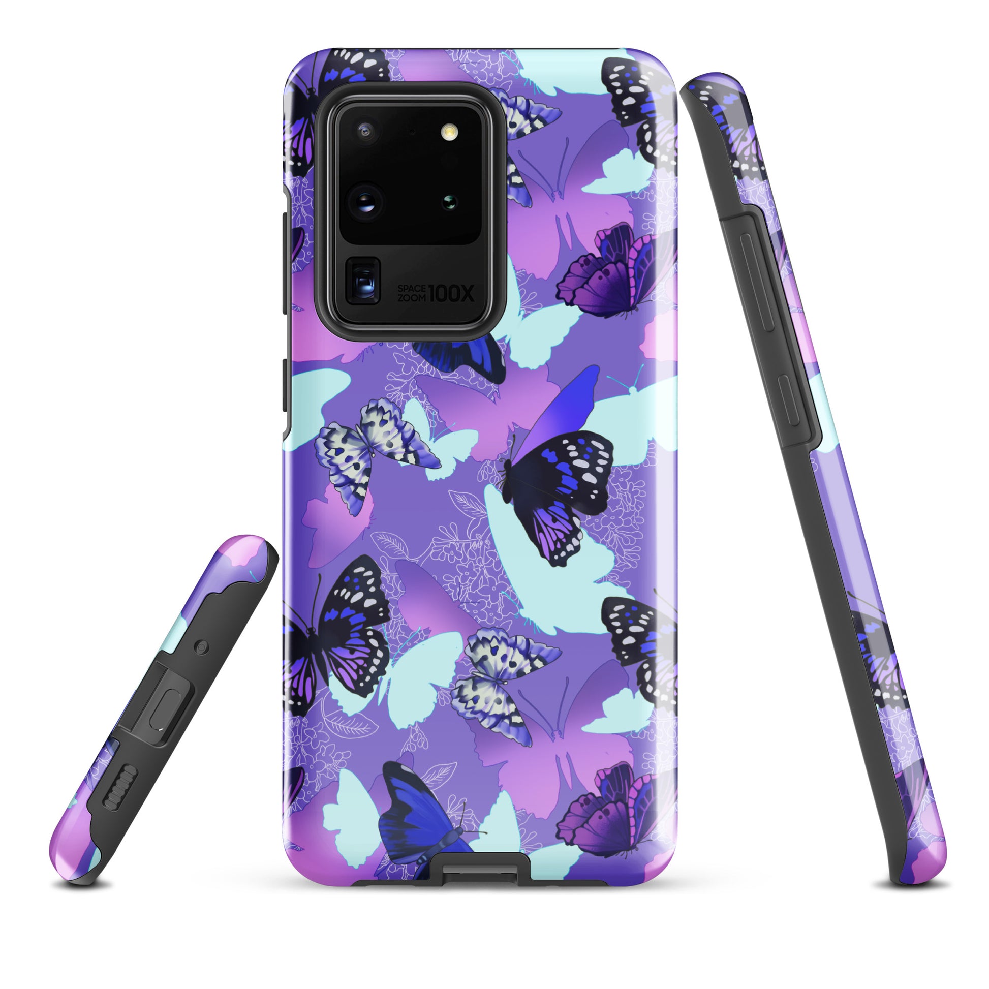Butterfly Samsung® Tough Case showcases vibrant butterflies, offering stylish protection for your Galaxy S20 Ultra.