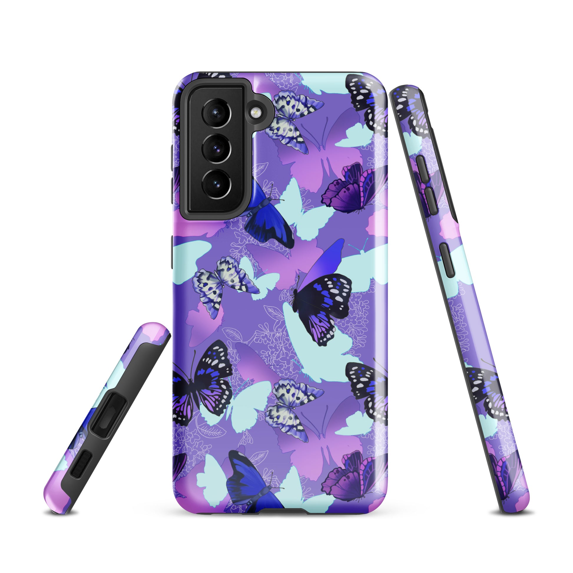 Stylish Butterfly Samsung® Tough Case featuring vibrant butterfly designs, providing durability and protection for your phone.