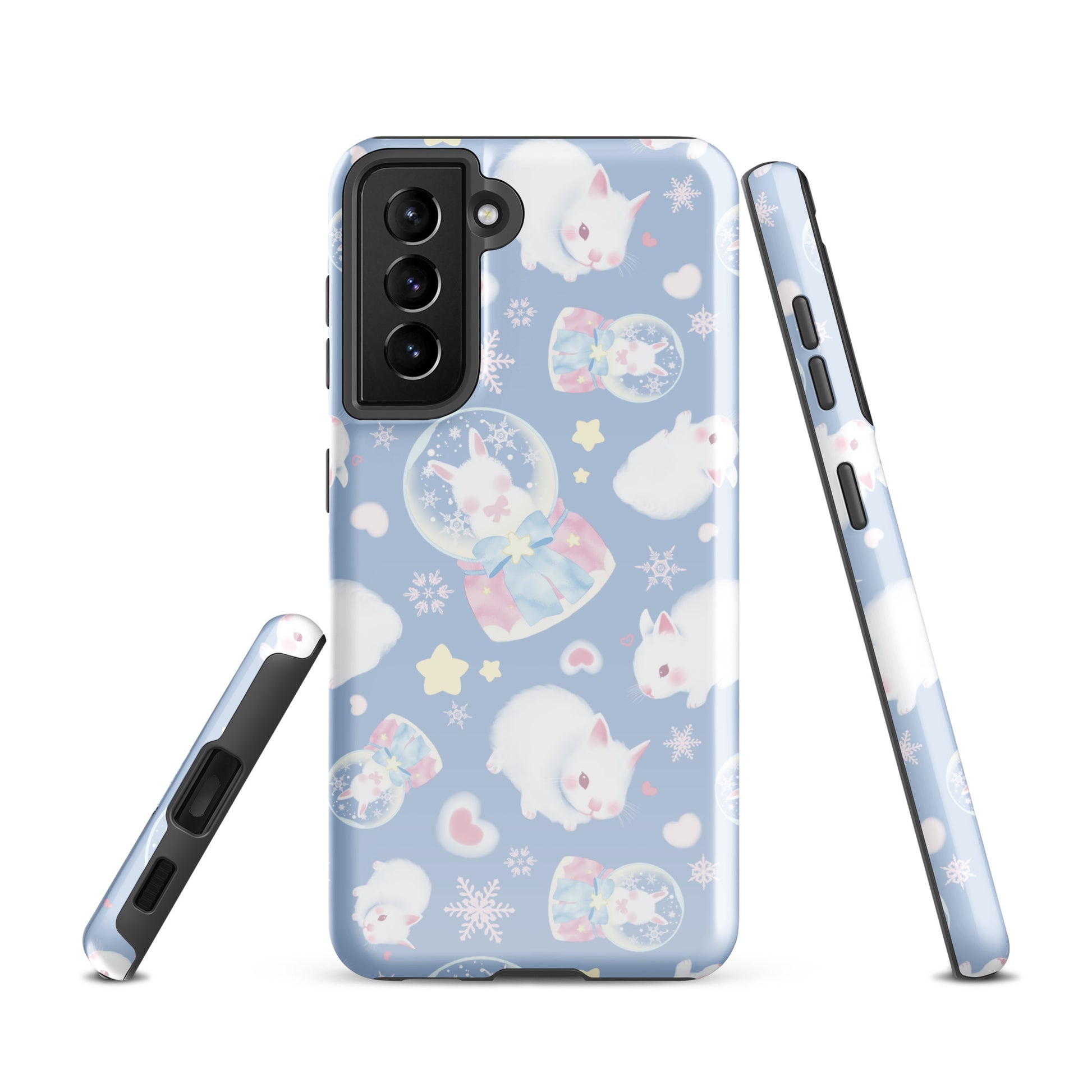 Stylish Snow Bunny Samsung® Tough Case featuring adorable bunnies and snowflakes, perfect for protection and aesthetics.