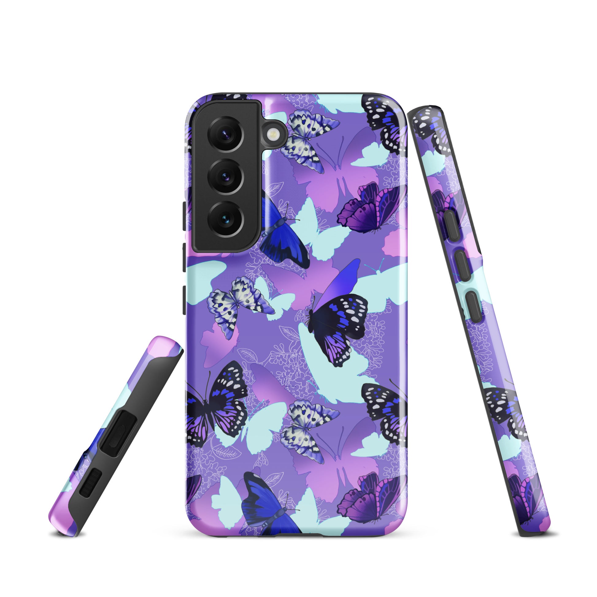 Stylish Butterfly Samsung® Tough Case featuring vibrant butterfly designs for durable, impact-resistant protection.