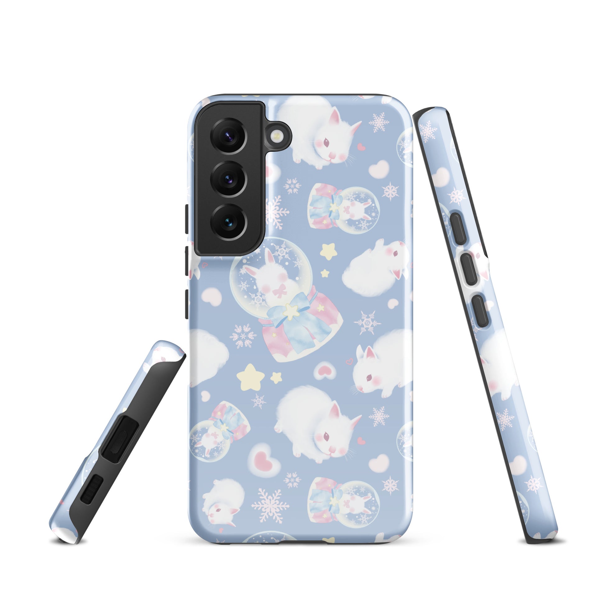 Stylish Snow Bunny Samsung® Tough Case with cute bunnies; impact-resistant design for ultimate phone protection.