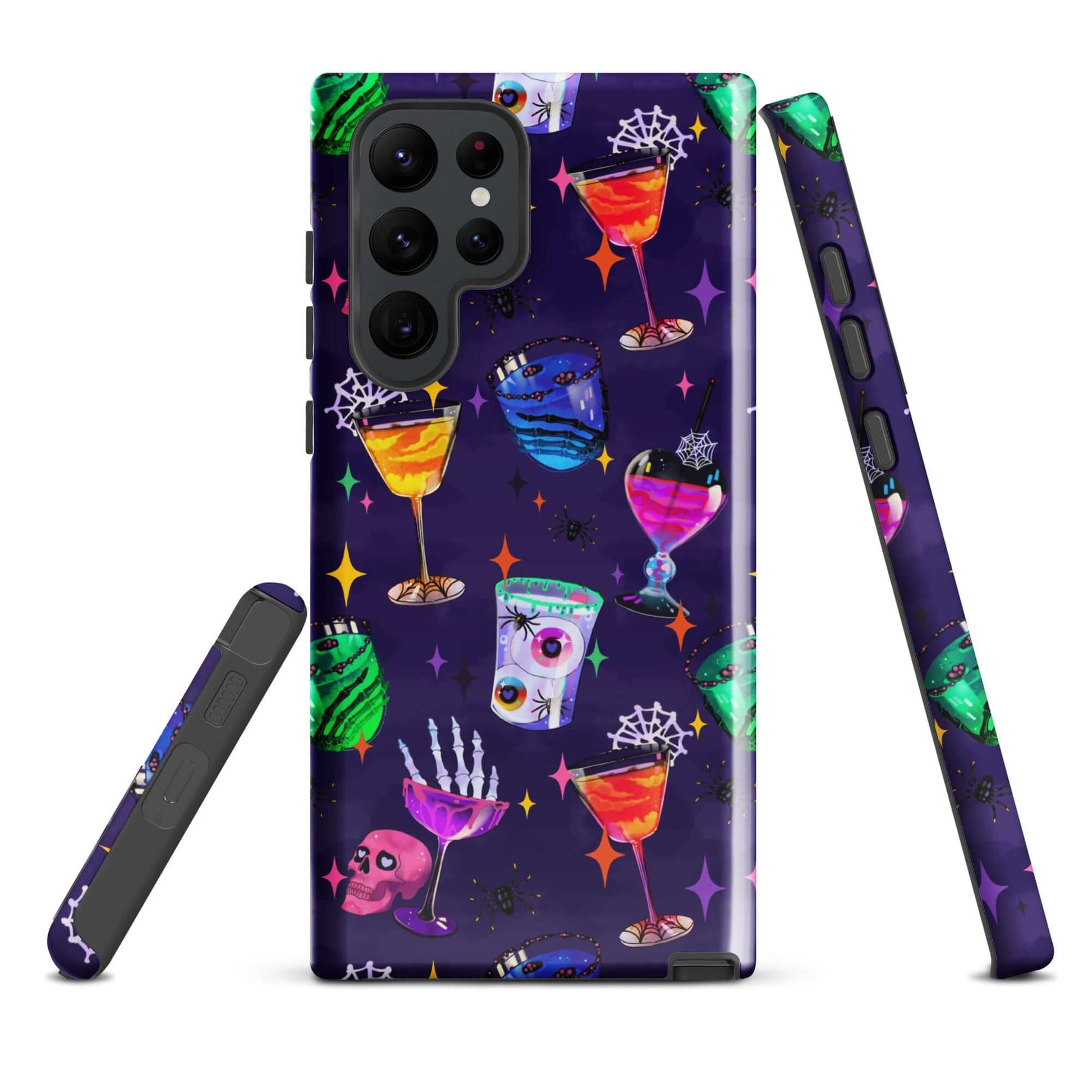 Colorful Monster Party Samsung® Tough Case features playful designs, ensuring style and durability for your Galaxy S22 Ultra.