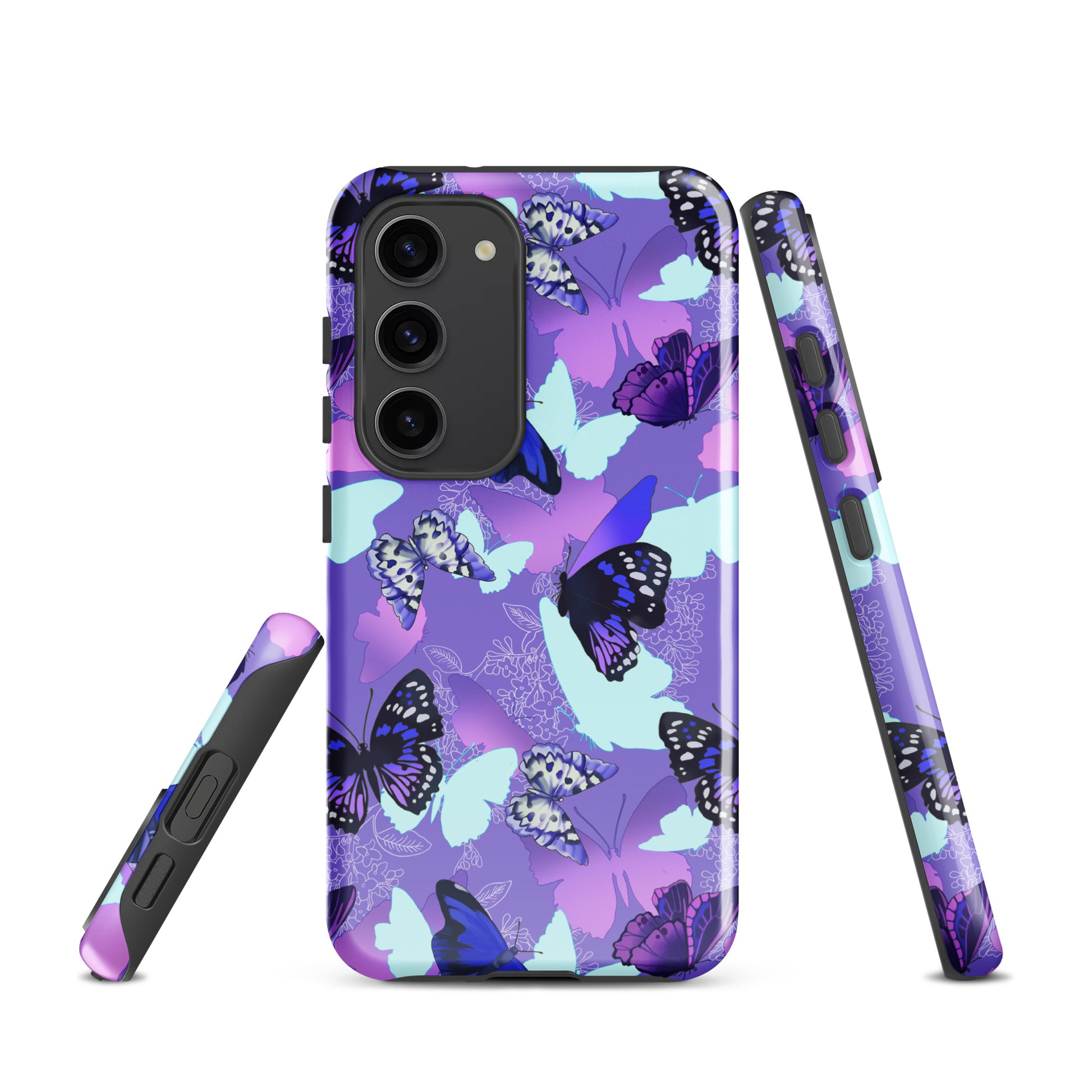 Stylish Butterfly Samsung® Tough Case featuring vibrant butterfly designs, ensuring durability and protection for your phone.