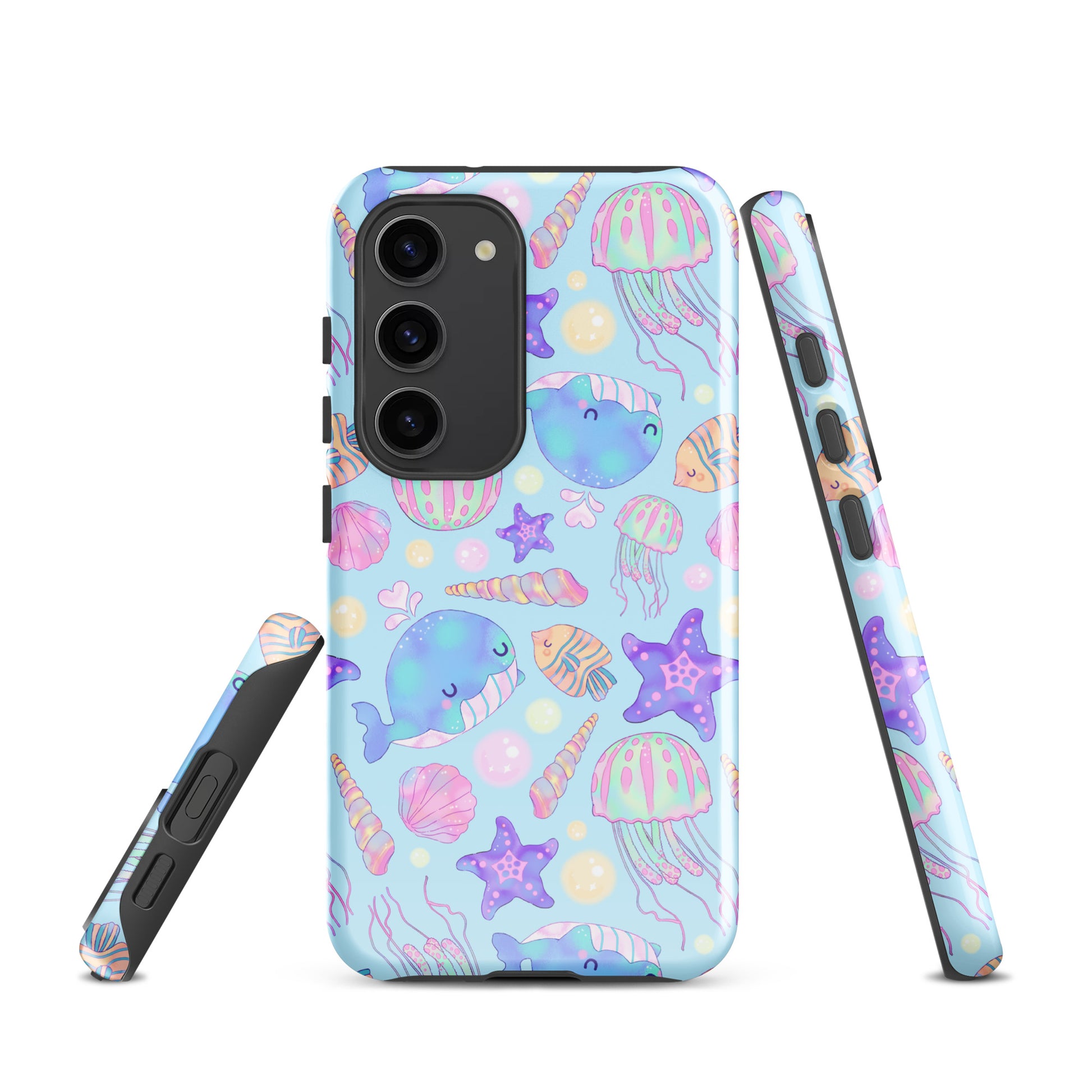 Colorful Under the Sea Samsung® Tough Case showcases playful marine life, providing style and protection for your device.