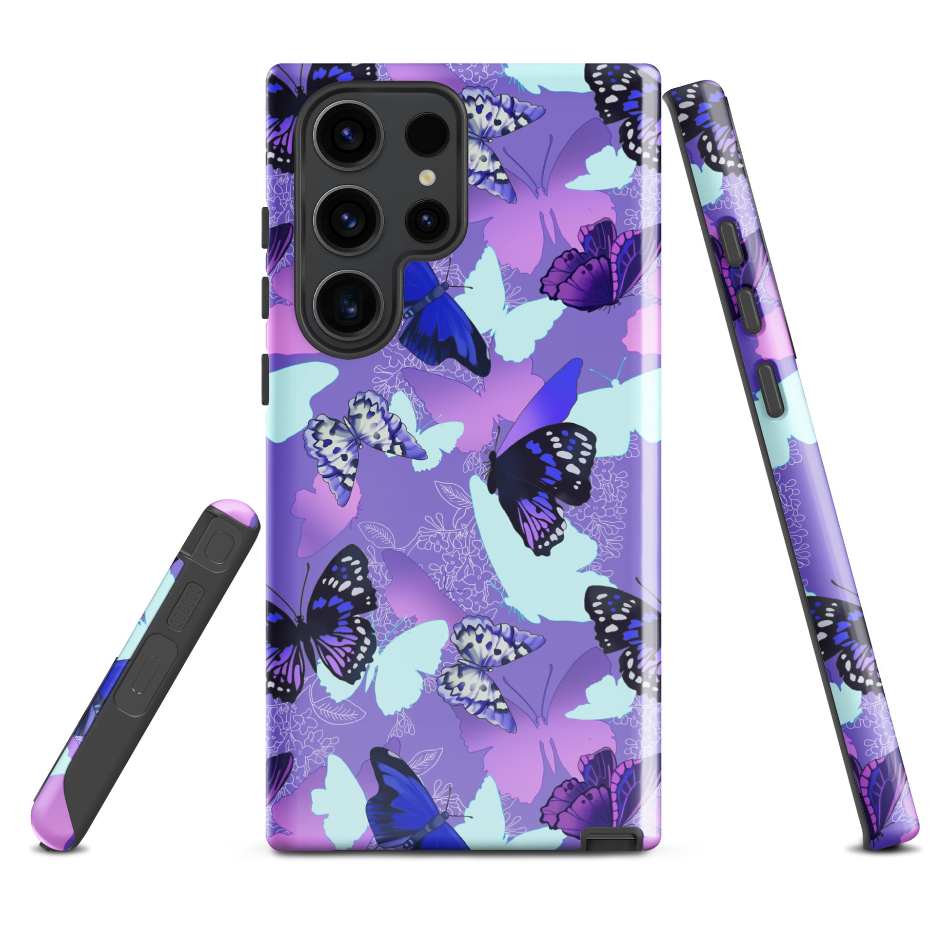 Stylish Butterfly Samsung® Tough Case featuring vibrant butterfly designs, offering durability and shock protection.