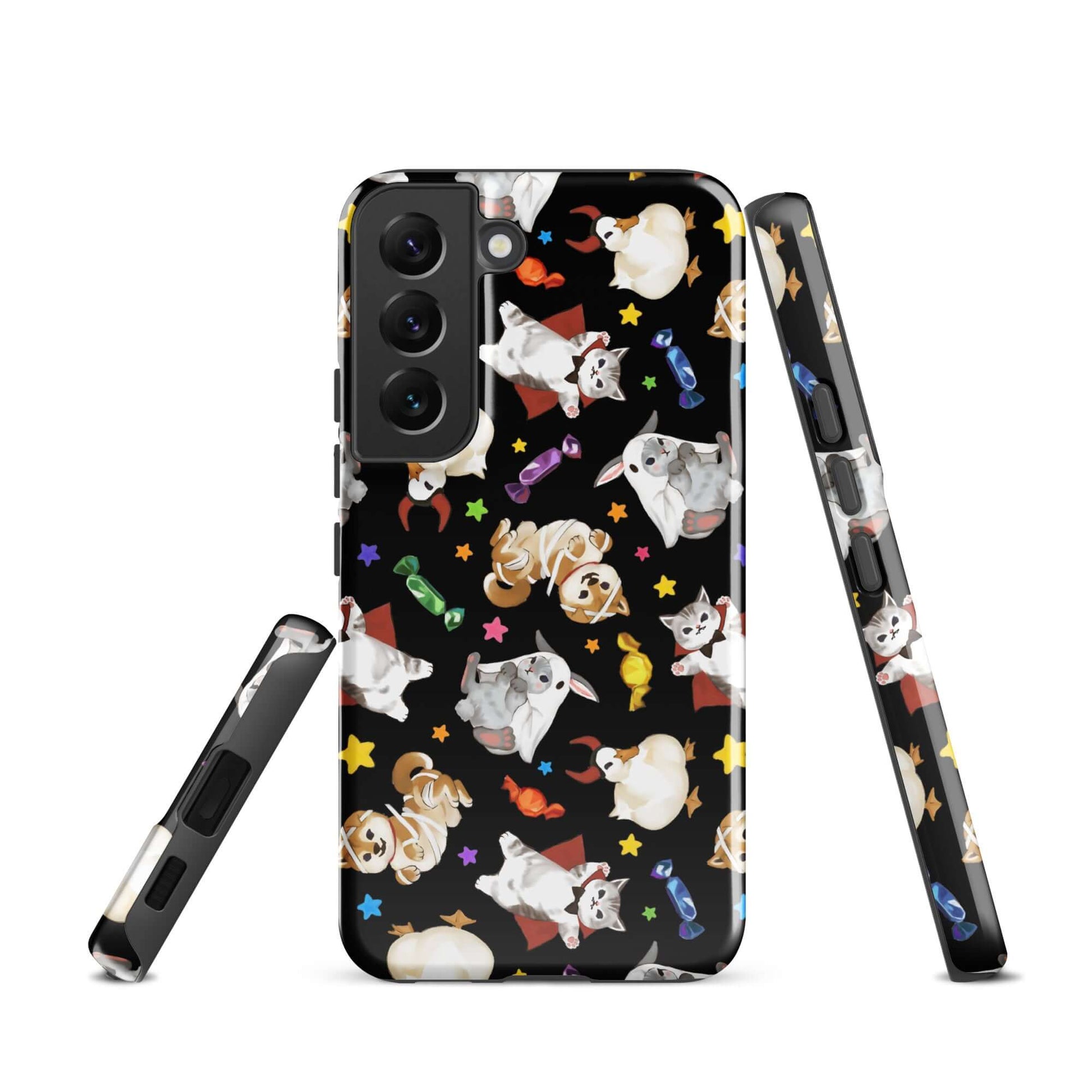 Trick or Treaters Samsung® Tough Case features playful pets, ensuring style and protection for your phone from bumps.