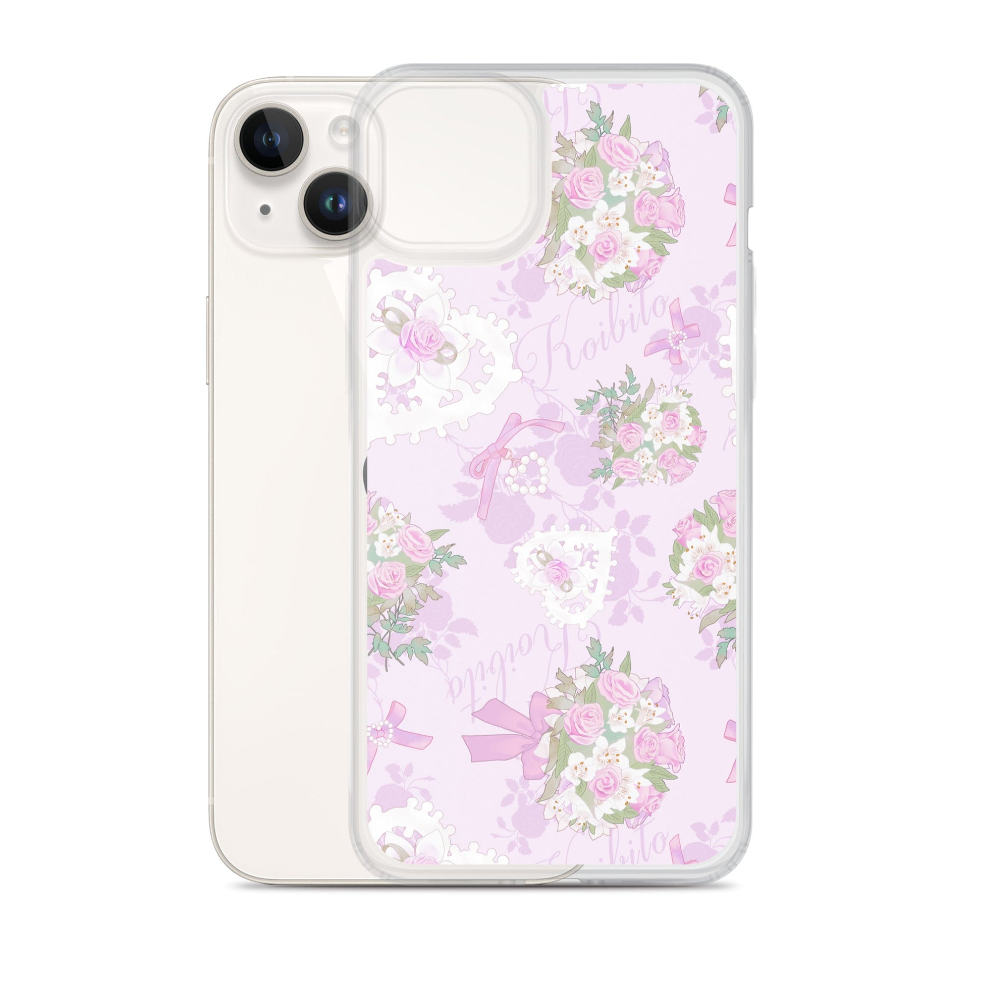 Stylish Anniversary iPhone® Clear Case featuring floral design, offering protection from dust and scratches.