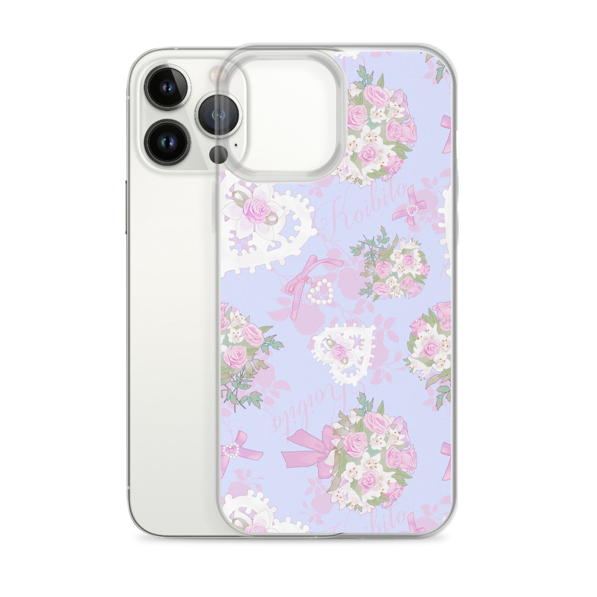 Stylish Anniversary iPhone® Clear Case features floral design, flexible sides, and solid back for optimal protection.