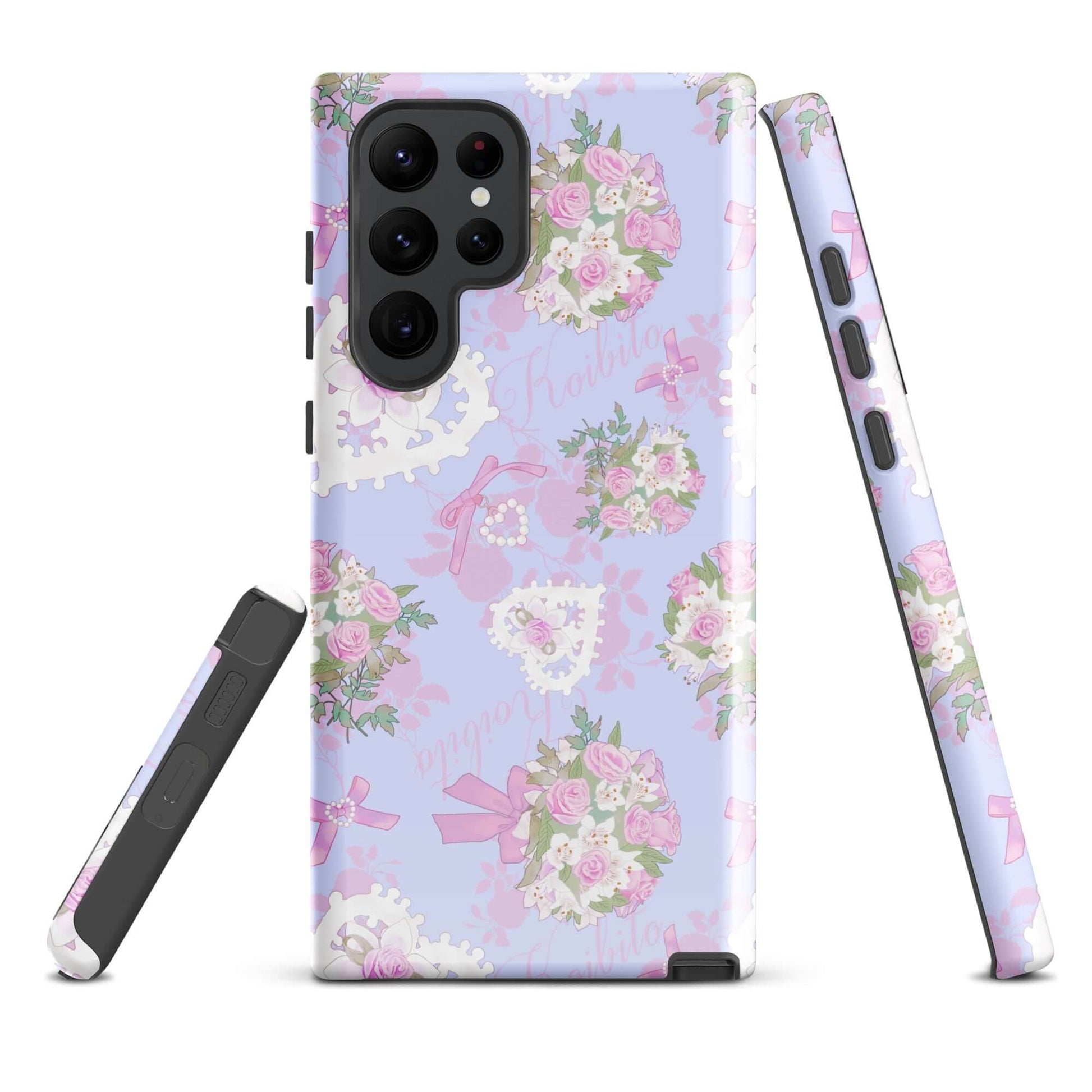 Stylish Anniversary Samsung® Tough Case features floral design, offering durability and protection for your phone.