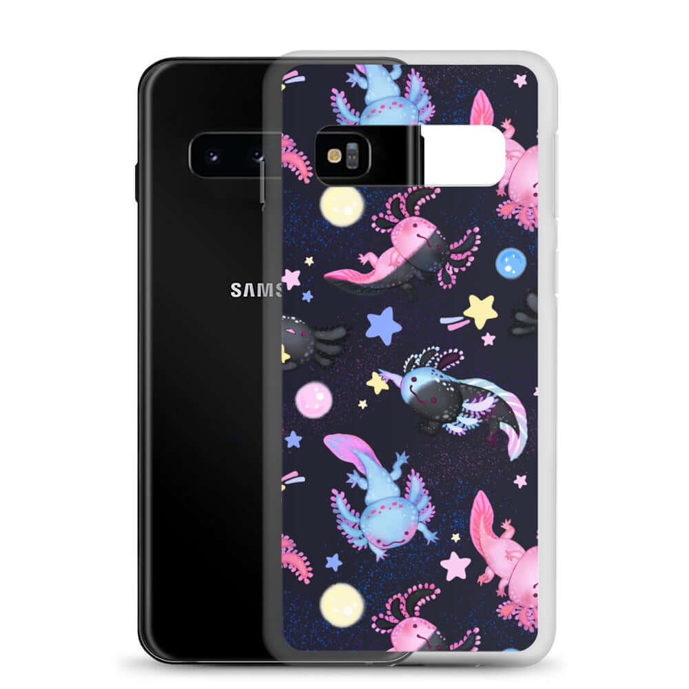 Sleek Axolotl Samsung® Clear Case featuring a fun design, perfect for protecting your phone in style.