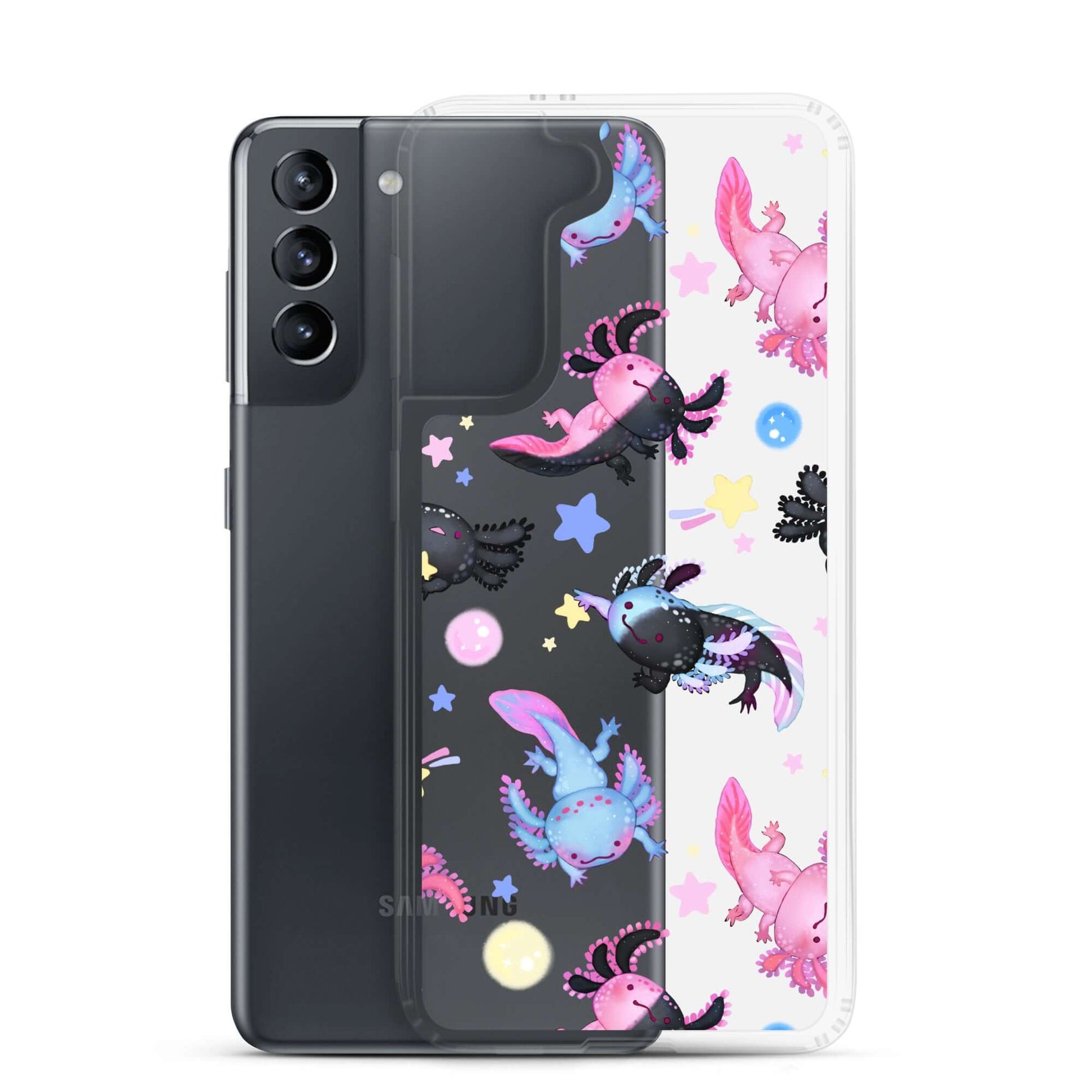 Showcase your love for axolotls with the Axolotl Samsung® Clear Case, featuring vibrant designs for stylish protection.