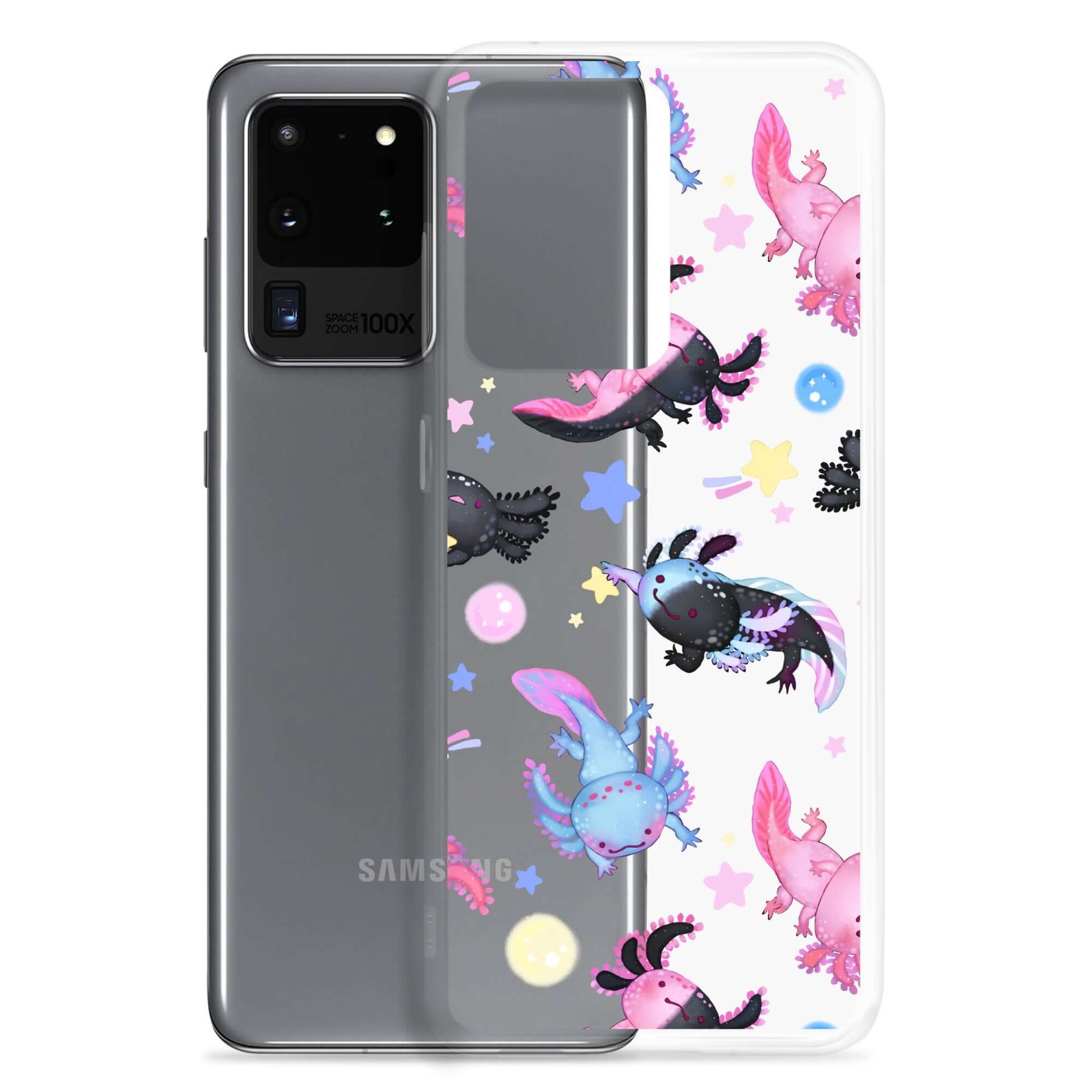 Colorful Axolotl Samsung® Clear Case showcases playful designs while protecting your phone from daily wear and tear.