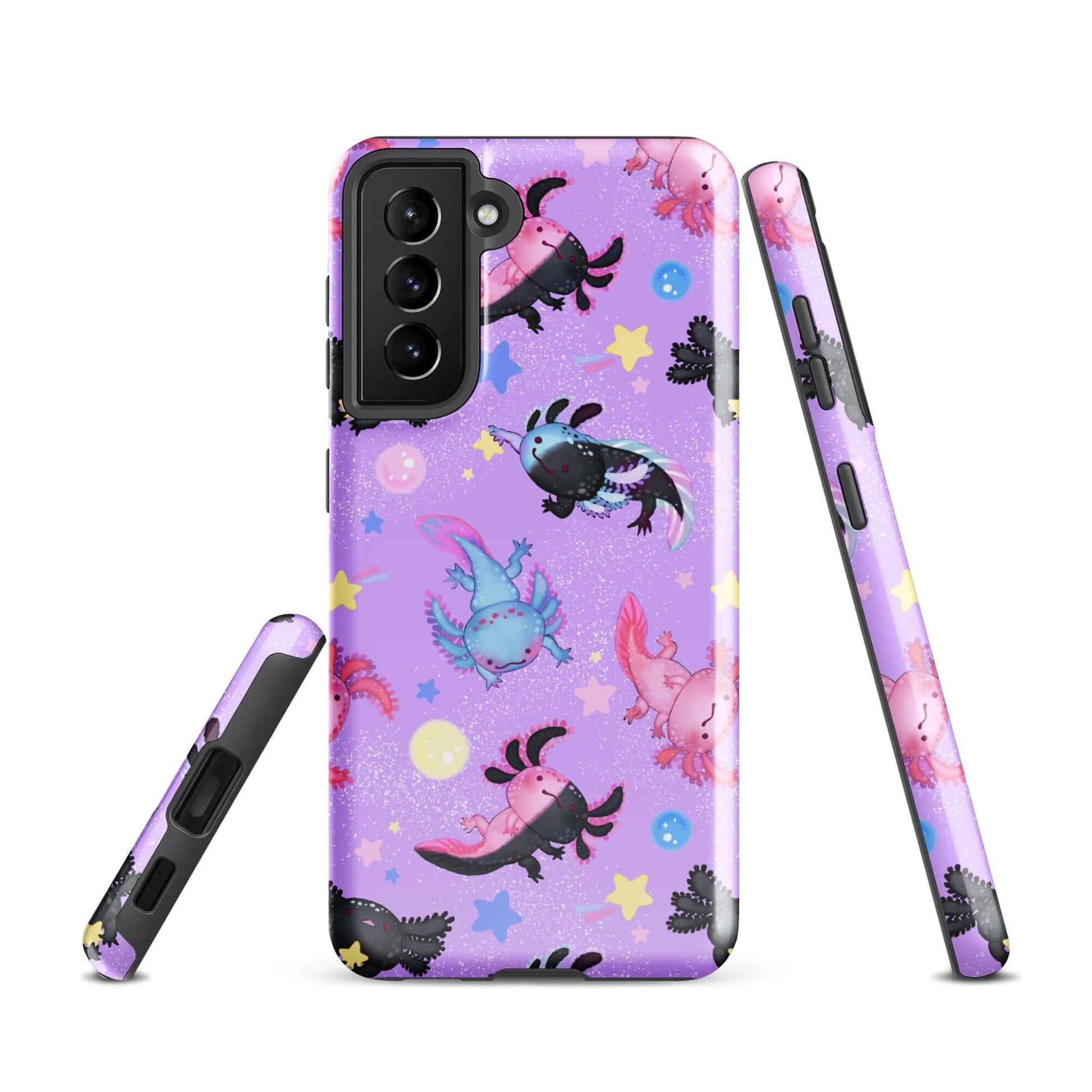 Stylish Axolotl Samsung® Tough Case, featuring vibrant axolotl designs for durable phone protection and artistic flair.