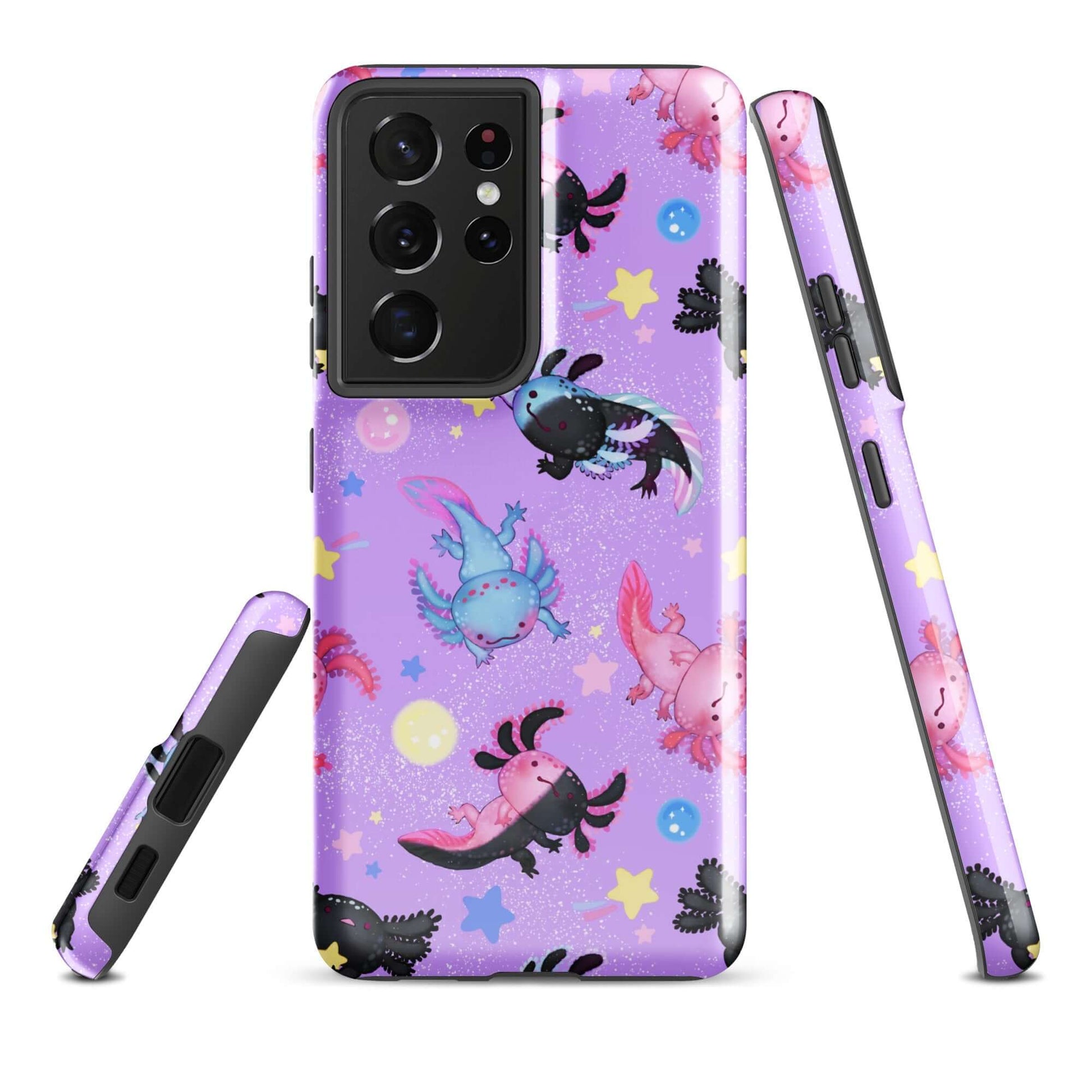Stylish Axolotl Samsung® Tough Case with vibrant design offers impact protection for your Galaxy S21 Ultra.