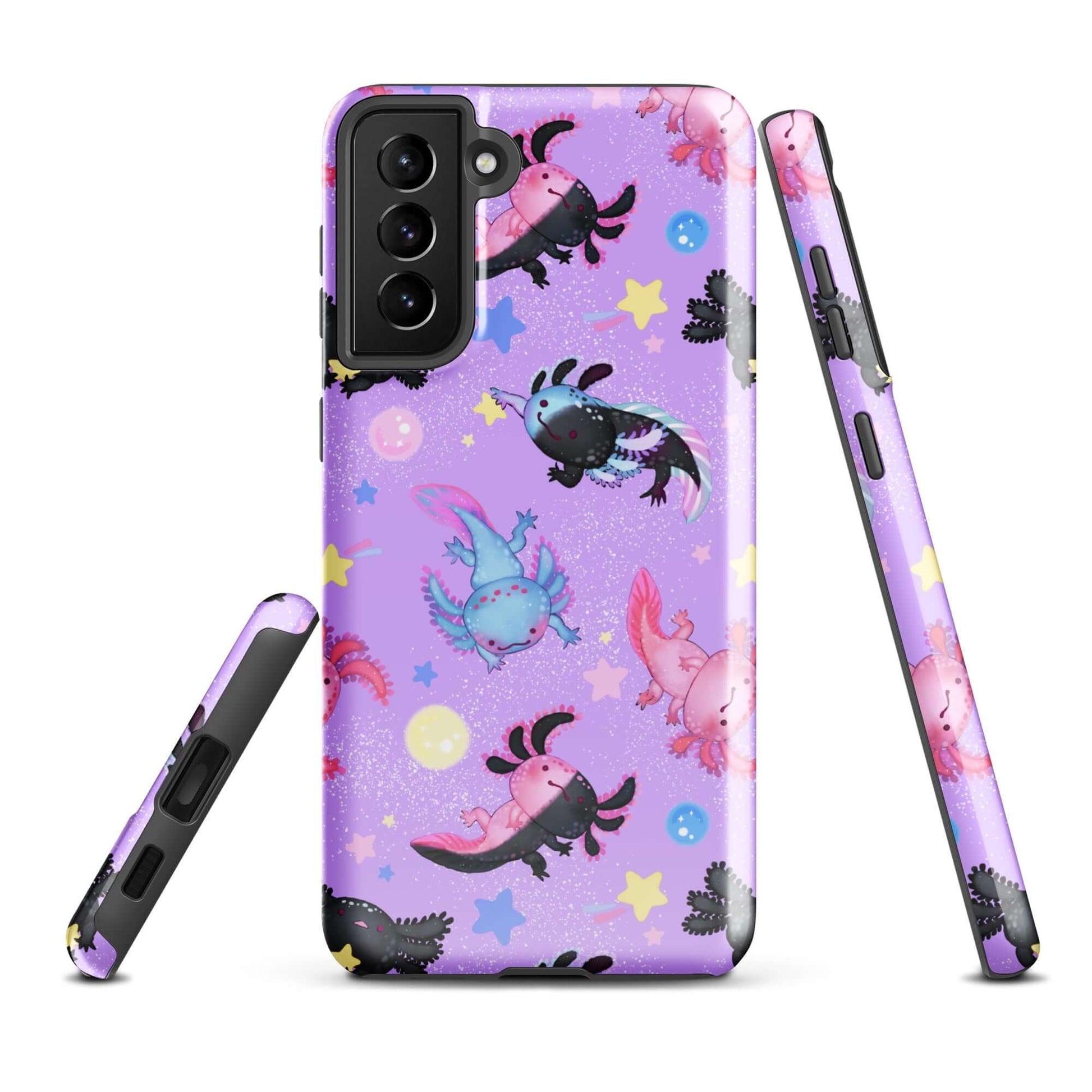Colorful Axolotl Samsung® Tough Case with a sleek design, ensuring durability and style for your phone protection.