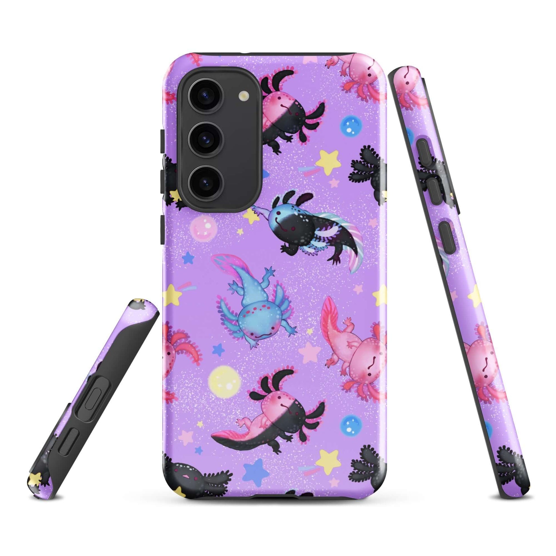Colorful Axolotl Samsung® Tough Case featuring vibrant designs, ensuring style and protection for your smartphone.