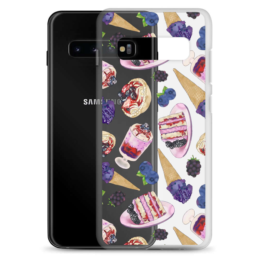 Sleek Berry Samsung® Clear Case featuring a dessert-themed design, perfect for summer phone protection.