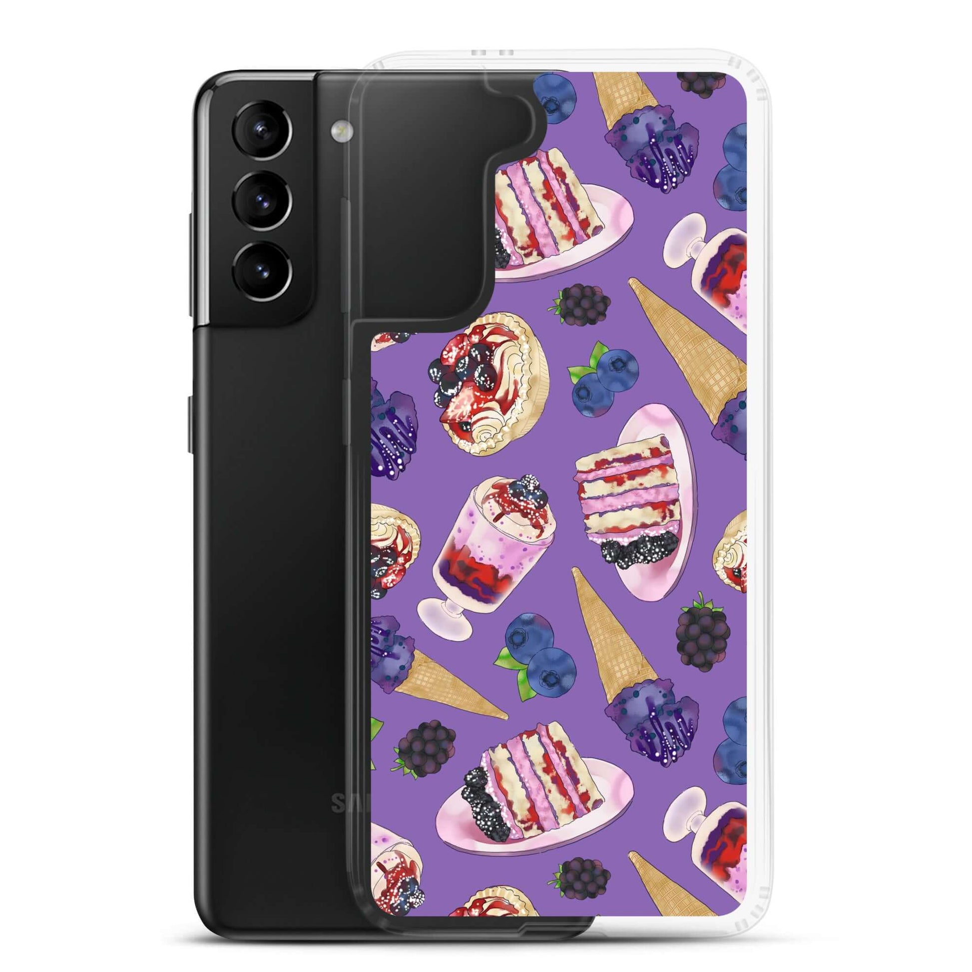 Berry Samsung® Clear Case showcases a fun dessert design, offering stylish protection for your Galaxy S21 Plus.