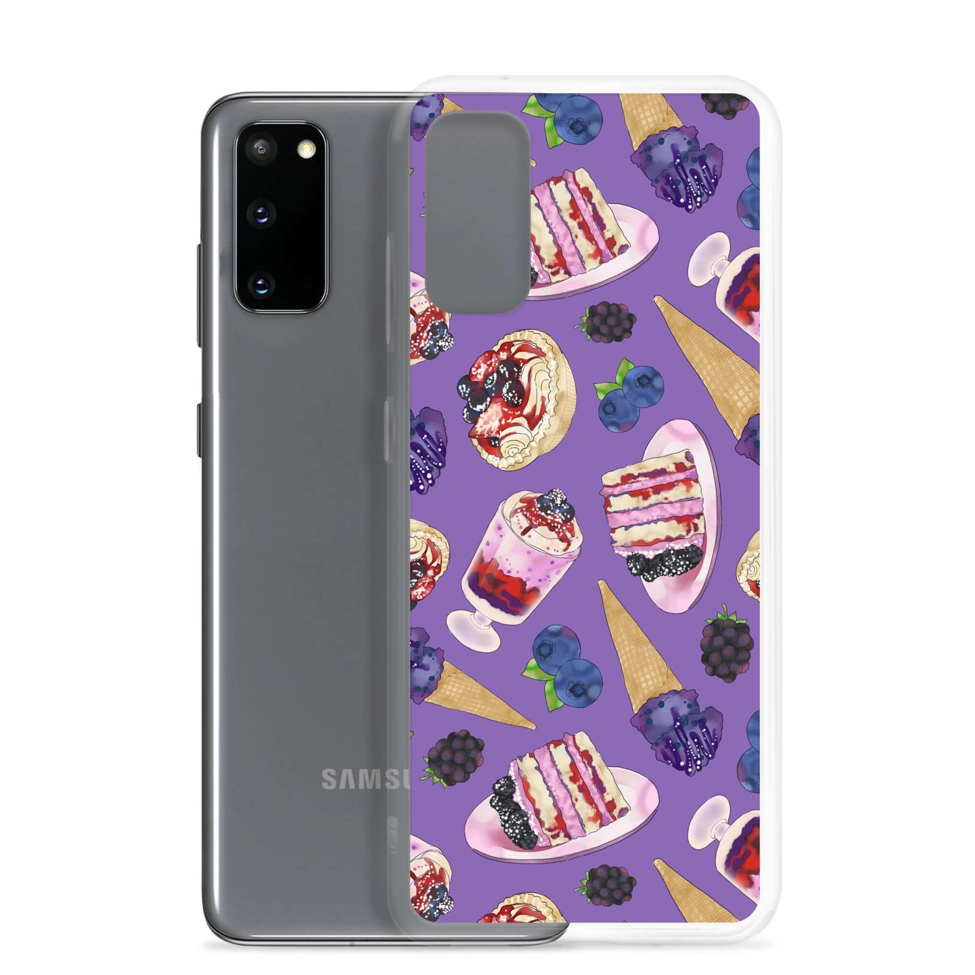 Berry Samsung® Clear Case featuring a fun dessert design, perfect for summer protection and style.