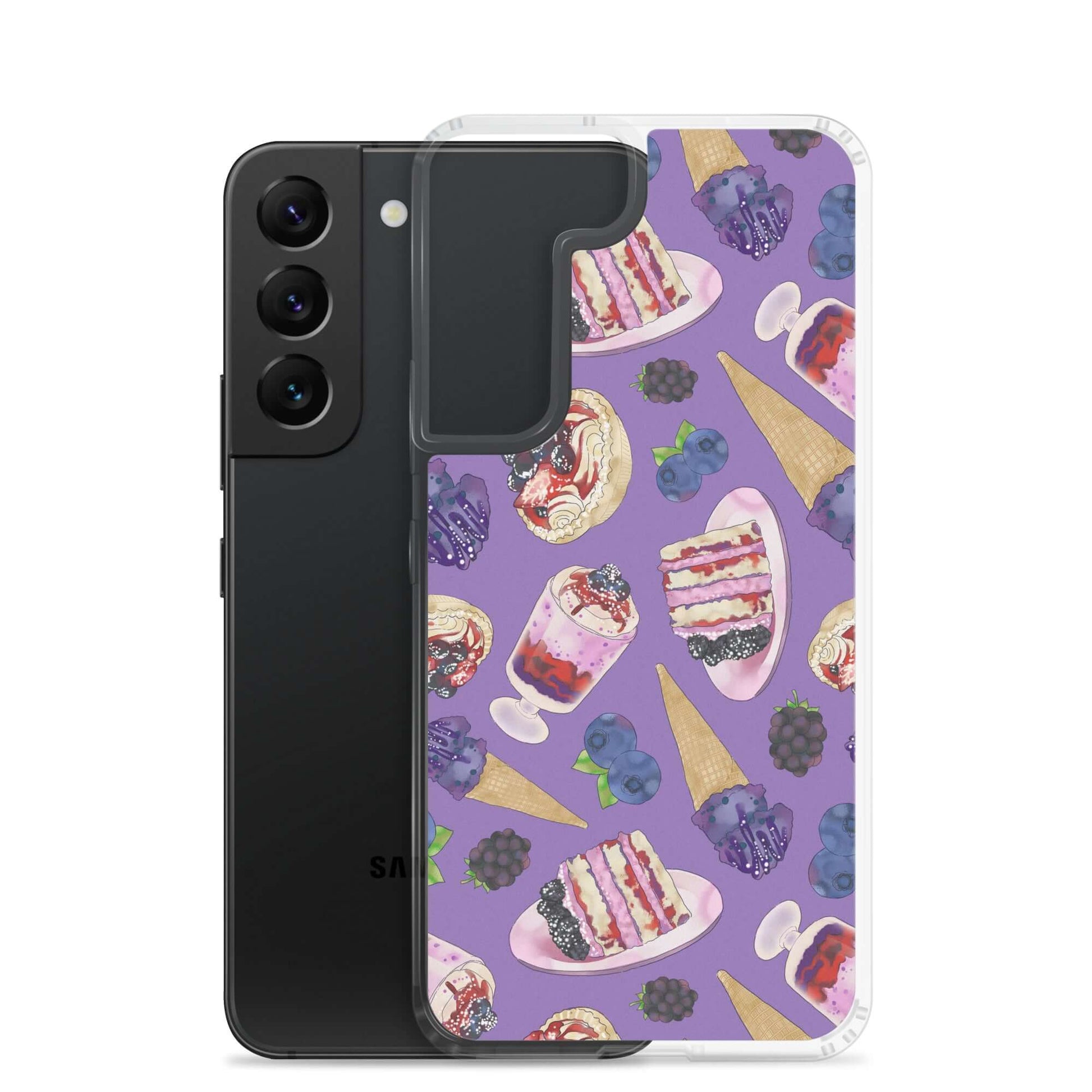 Berry Samsung® Clear Case showcases a fun dessert pattern, protecting your phone with style and flair this summer.