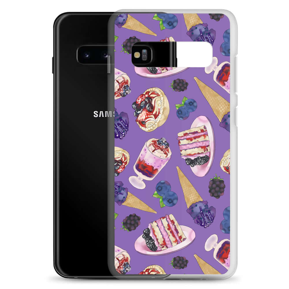 Bright and colorful Berry Samsung® Clear Case featuring dessert designs, perfect for summer phone protection.