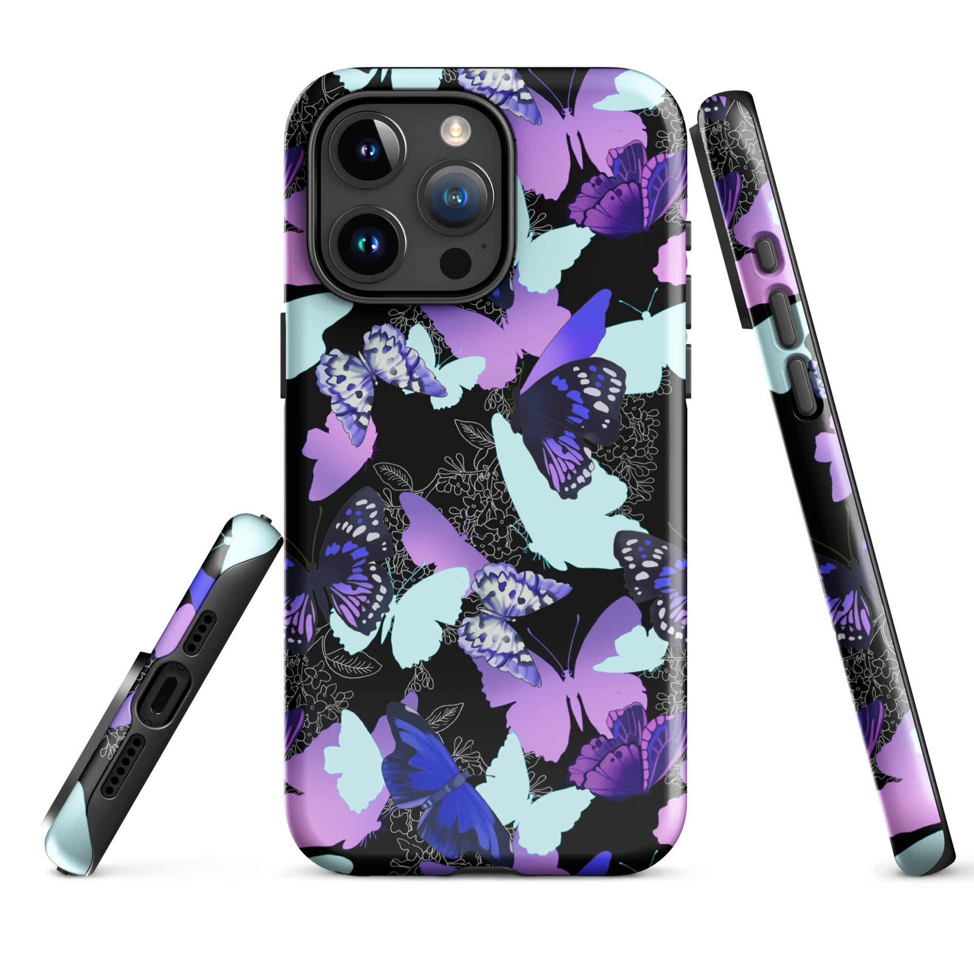 Stylish Butterfly iPhone® Tough Case features a durable design with impact-resistant polycarbonate and TPU lining.