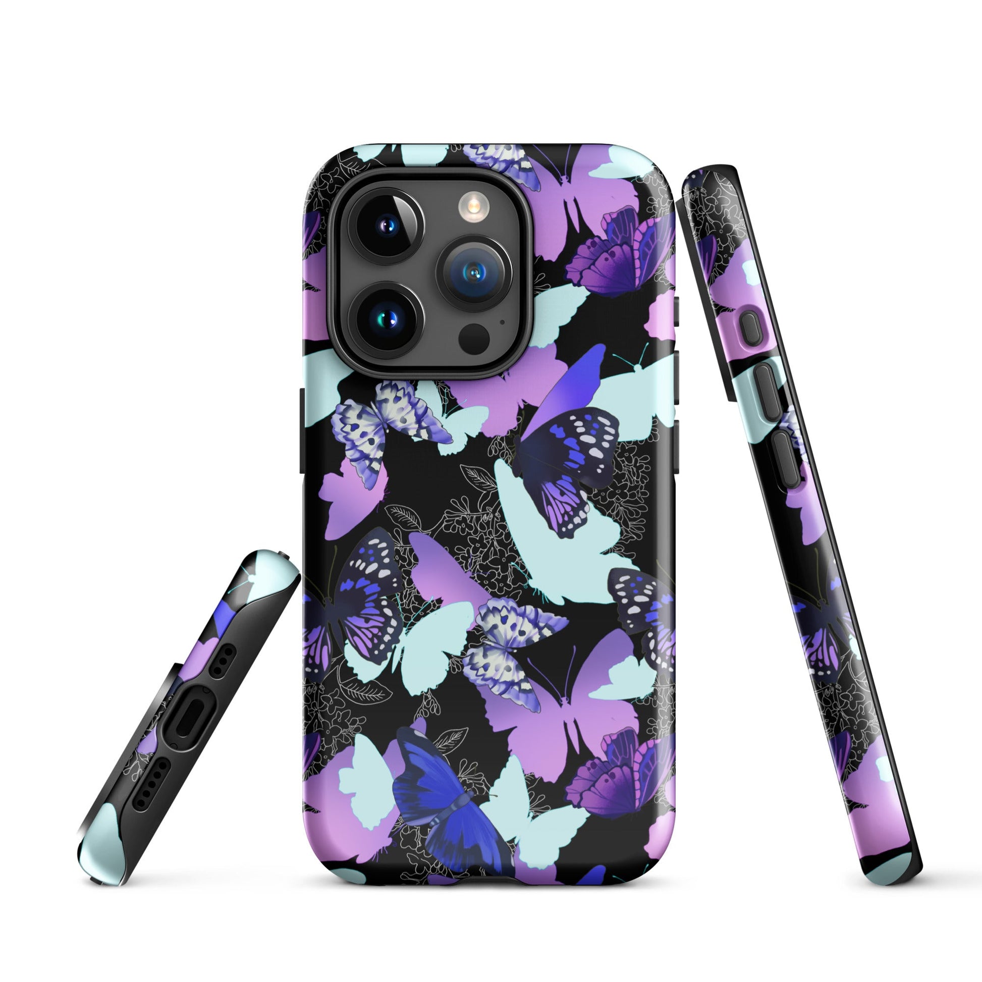 Stylish Butterfly iPhone® Tough Case features durable dual-layer protection and vibrant butterfly design for year-round safety.
