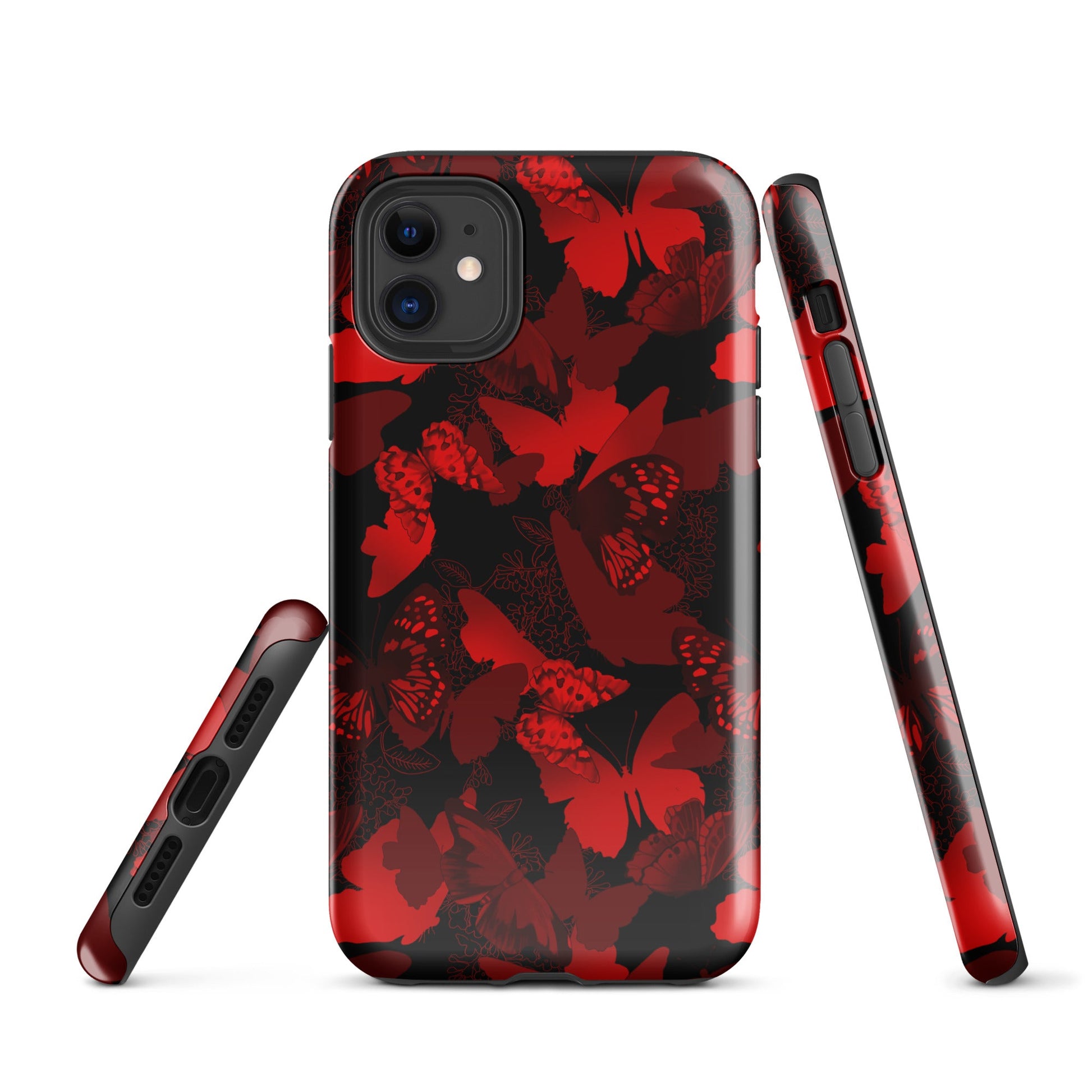 Stylish Butterfly iPhone® Tough Case features a durable dual-layer design for maximum protection and impact absorption.