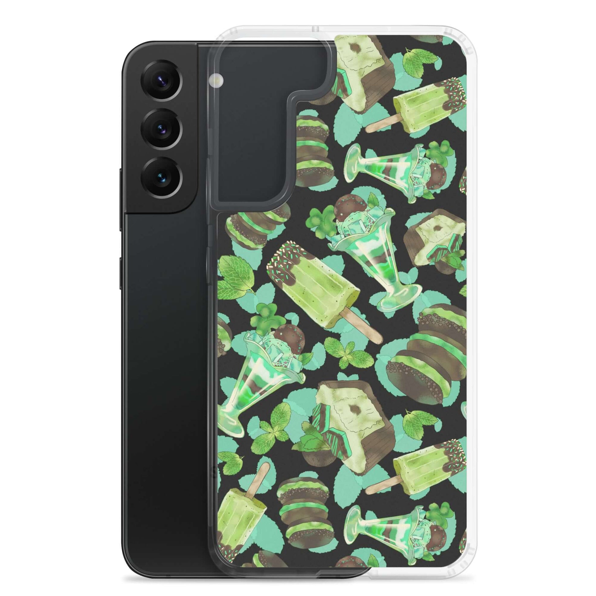Choco Mint Samsung® Clear Case displays a vibrant, refreshing design that brightens your phone's style and protects it.