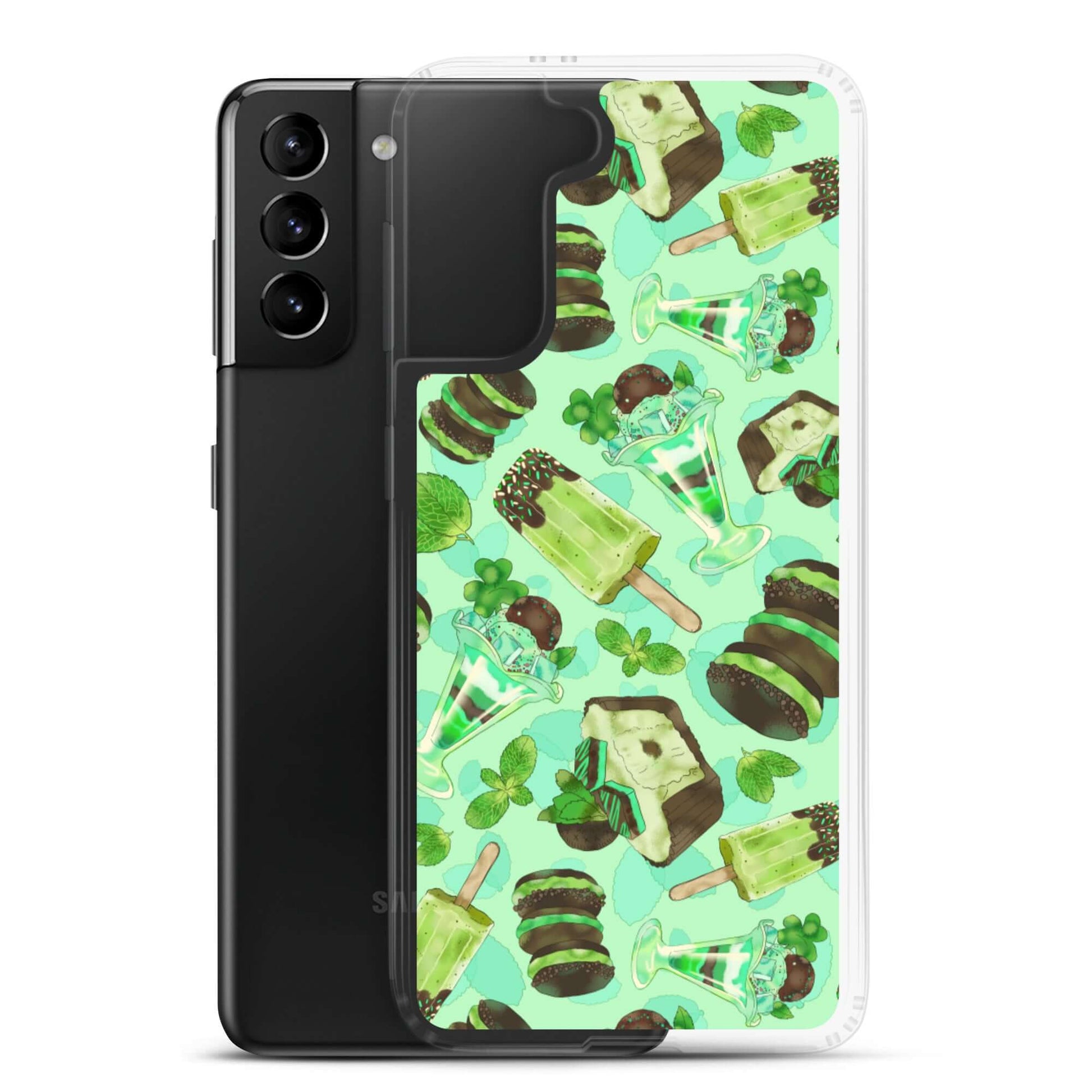Choco Mint Samsung® Clear Case features a vibrant design that adds cheer while protecting your phone from damage.