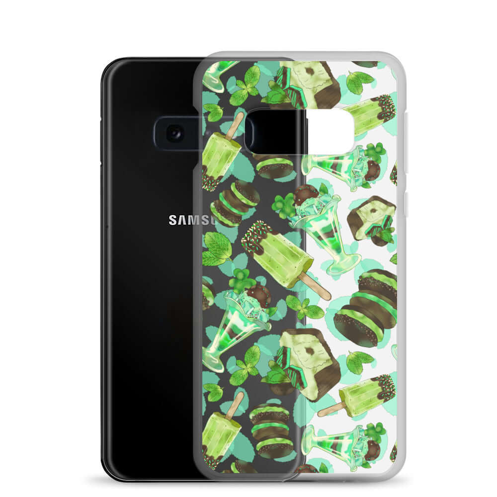 Choco Mint Samsung® Clear Case featuring vibrant mint-themed designs for stylish protection against daily wear.