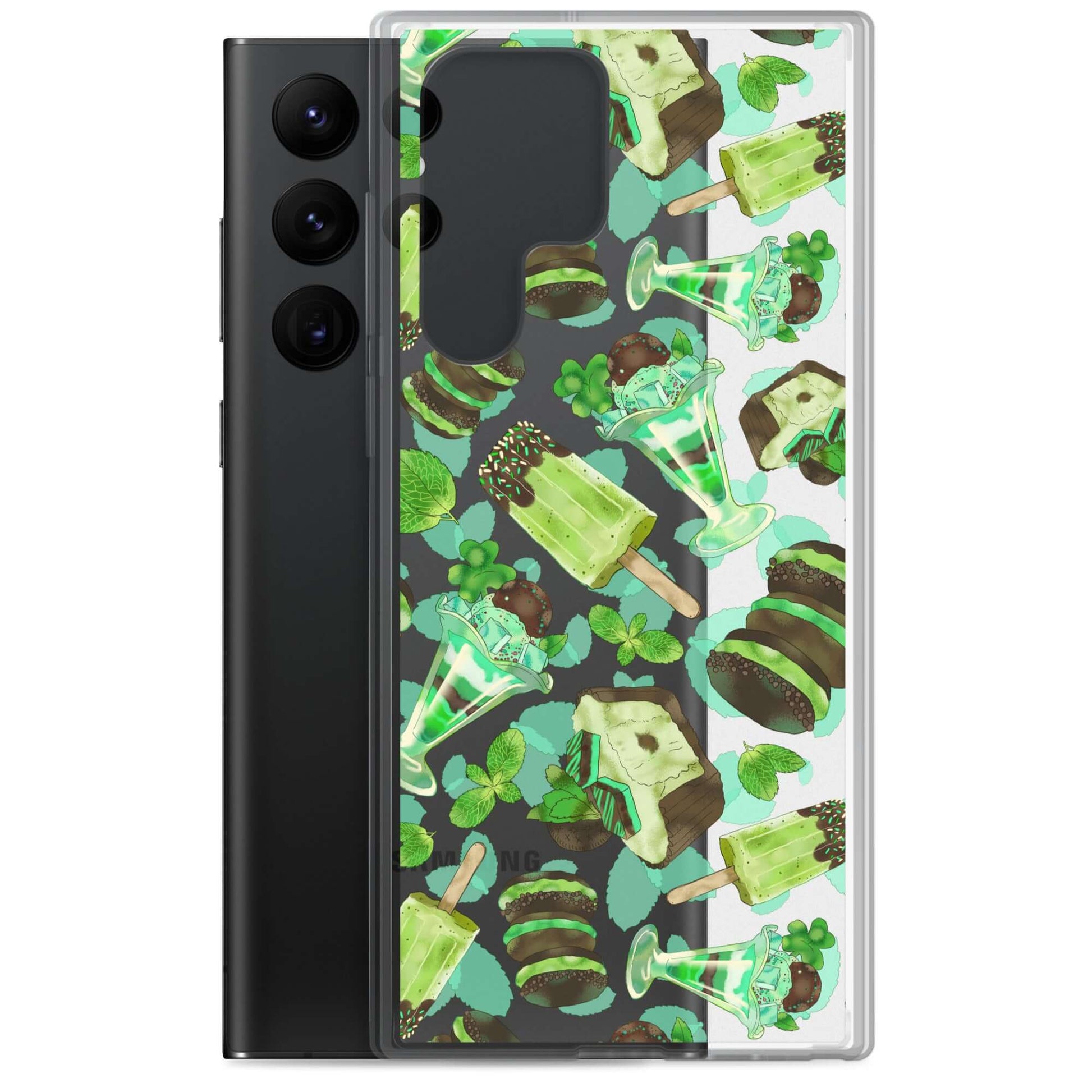 Bright and cheerful Choco Mint Samsung® Clear Case, offering style and protection for your phone. Perfect for every look!
