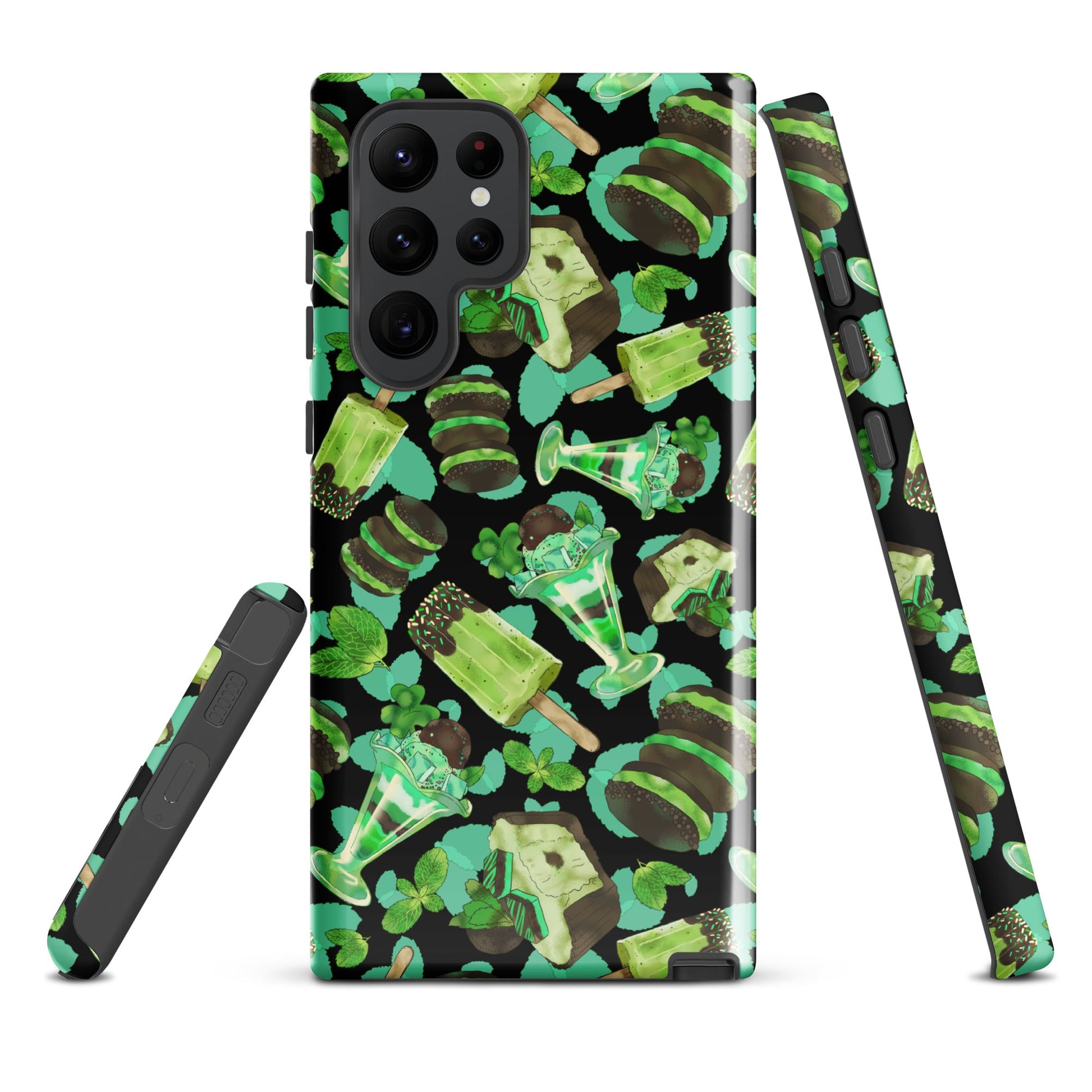 Stylish Choco Mint Samsung® Tough Case featuring vibrant mint patterns, ensuring durability and protection for your phone.