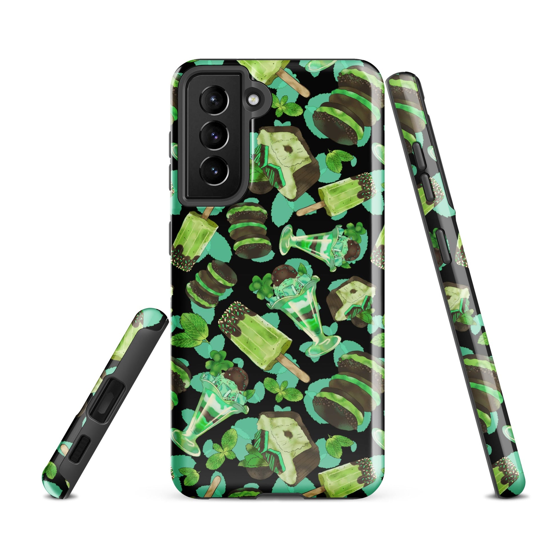 Choco Mint Samsung® Tough Case displaying a vibrant design, offering durability and style for your phone protection.