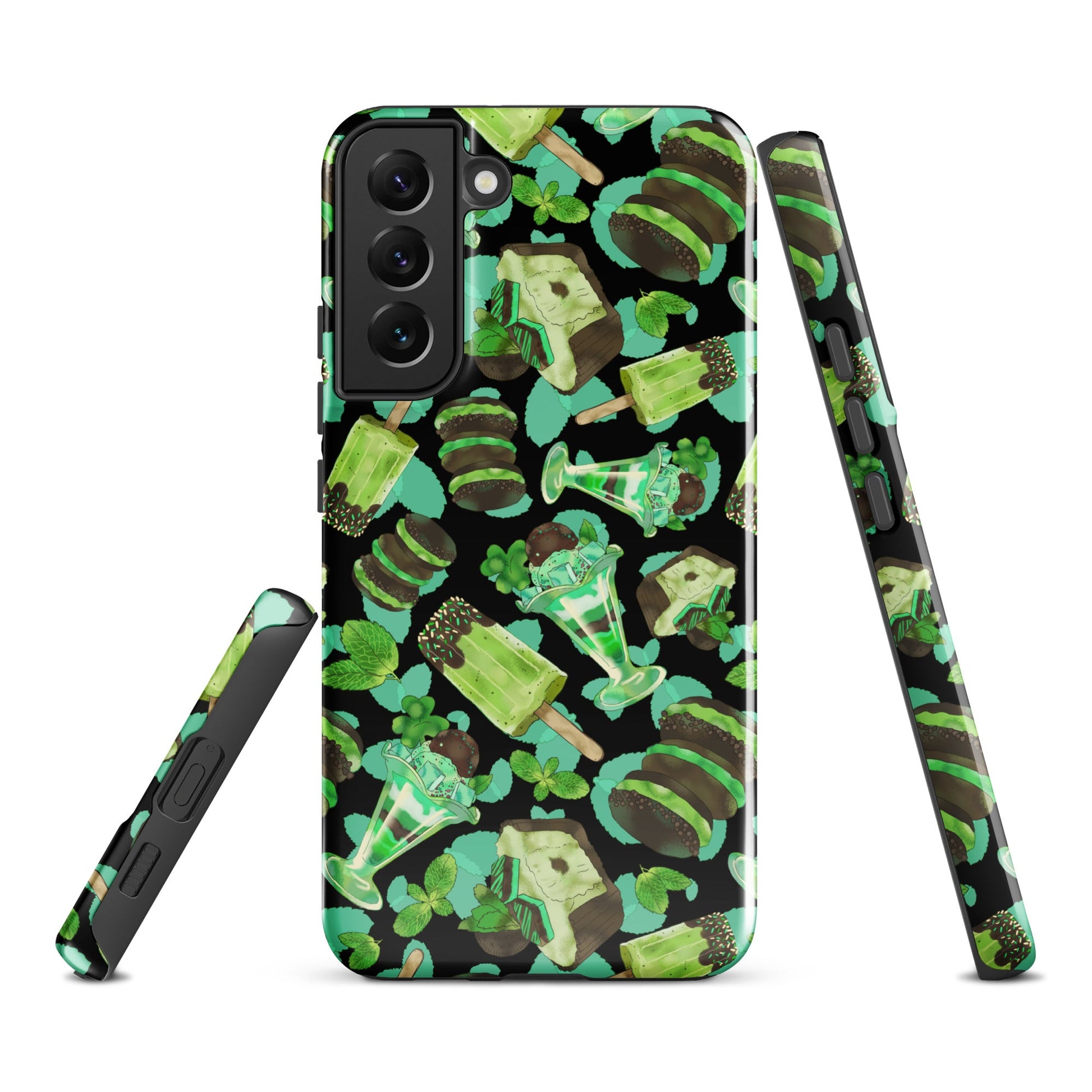 Choco Mint Samsung® Tough Case featuring a vibrant design, offering durability and style for your Galaxy S22 Plus.