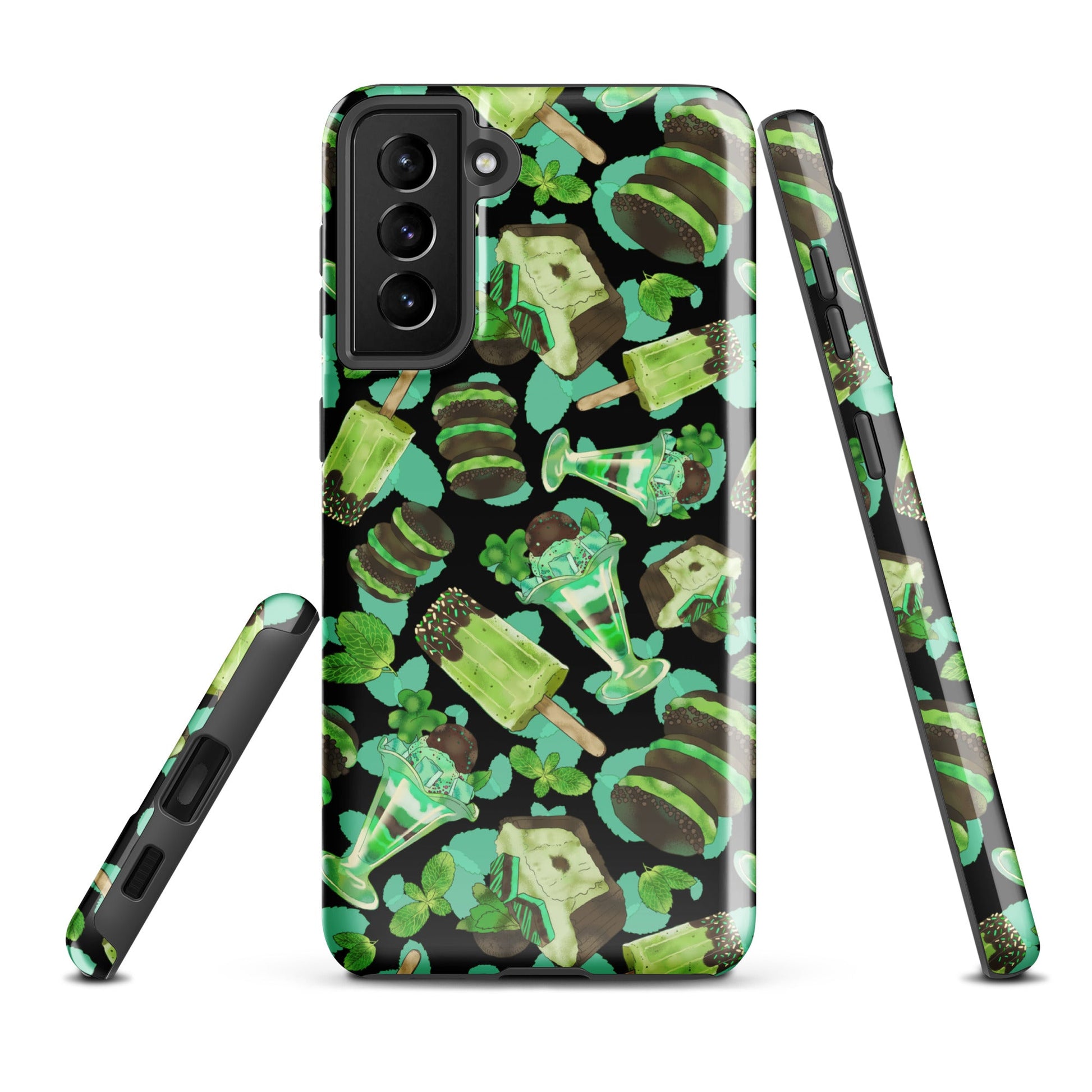 Choco Mint Samsung® Tough Case features a vibrant design, offering durability and protection for your phone.