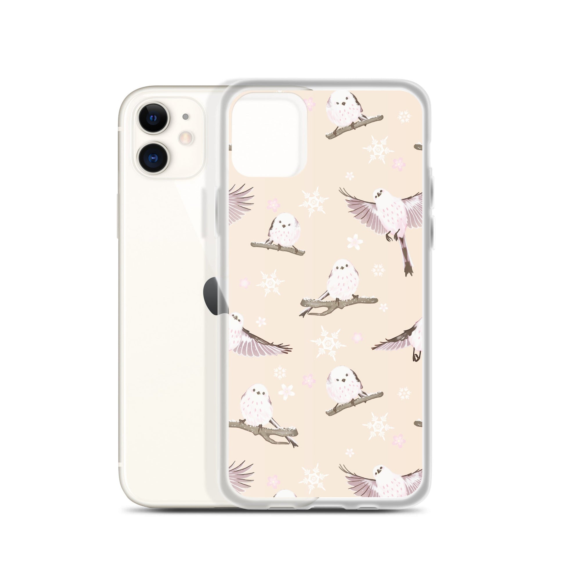 Sleek Snow Bird iPhone® Clear Case featuring a solid back and flexible sides for easy handling and optimal protection.
