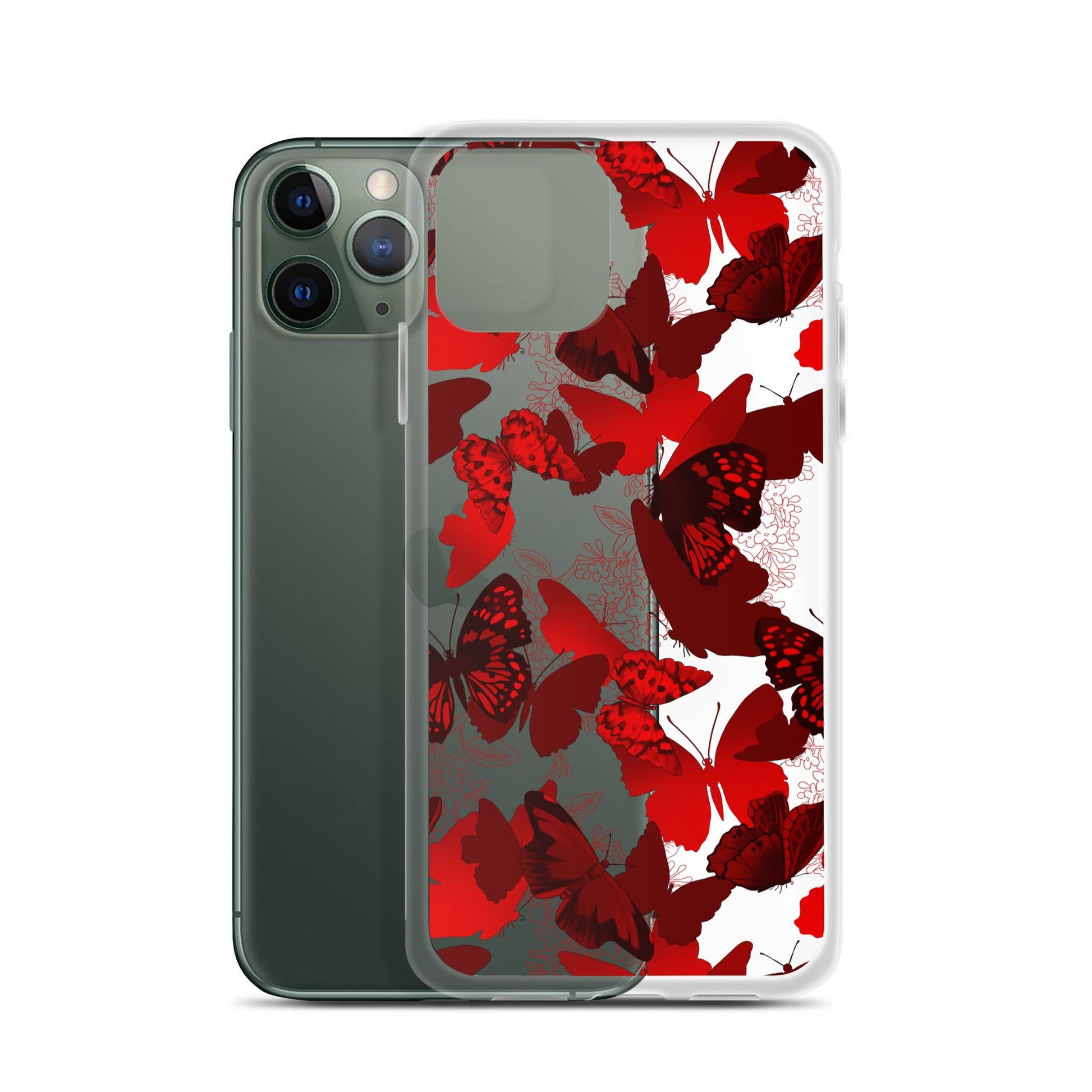Protect your iPhone® with the stylish Butterfly iPhone® Clear Case featuring a vibrant butterfly design.