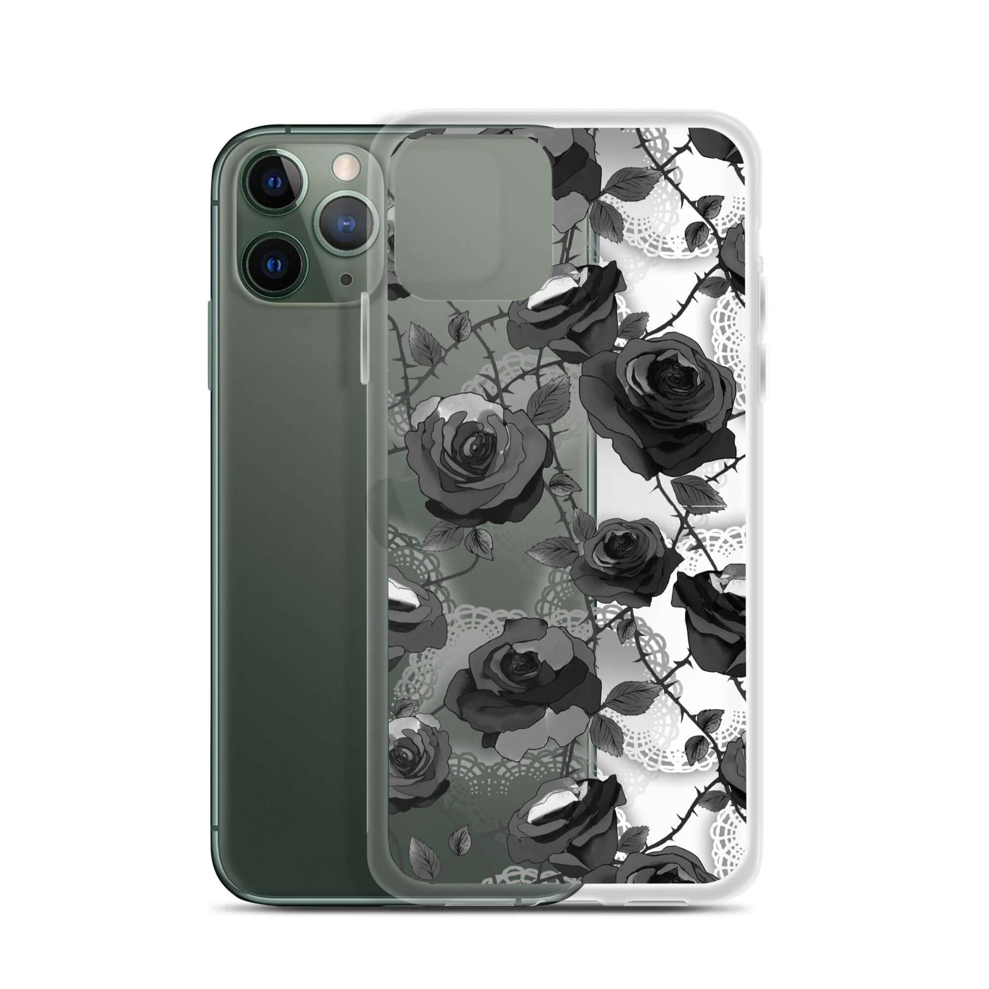 Protect your iPhone® stylishly with the Enchanted Rose iPhone® Clear Case (Transparent), featuring a sleek design.